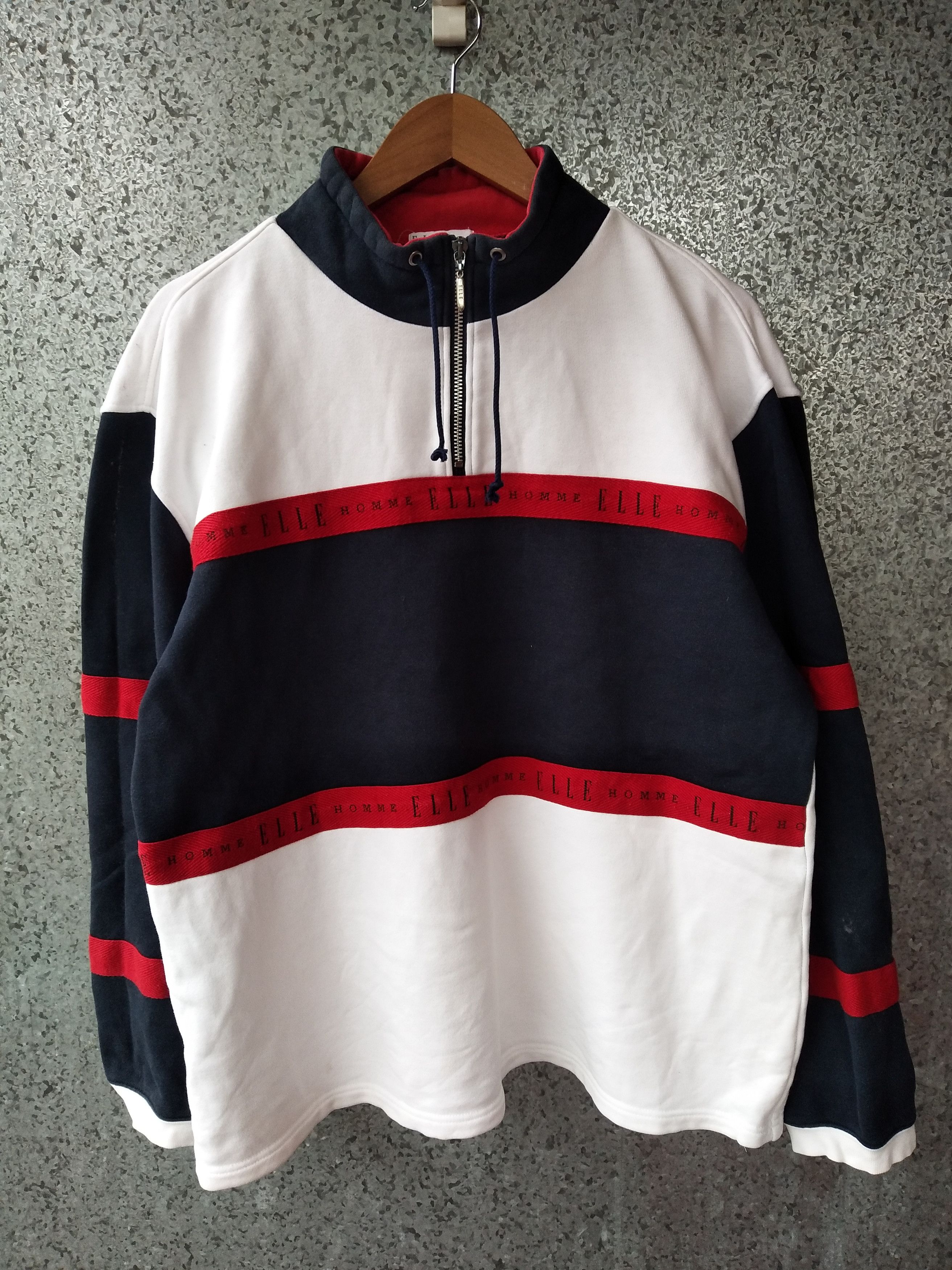 Vintage Vintage ELLE Homme sweatshirt colour block Size US L / EU 52-54 / 3 - 1 Thumbnail