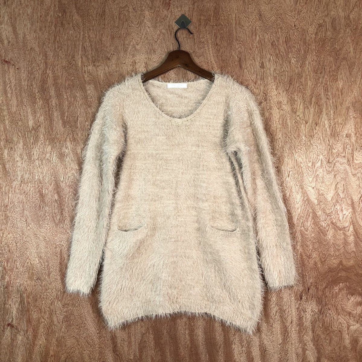 image of Homespun Knitwear Chocol Raffine Brown Shag Shaggy Fur Mohair Knitwear 6684, Men's (Size Medium)