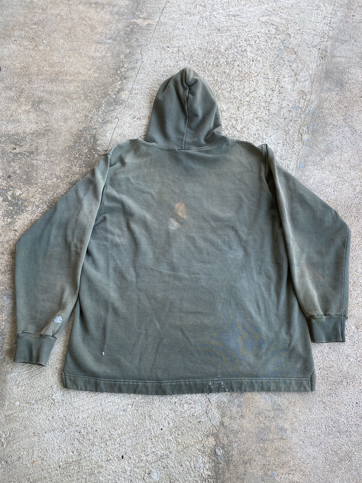 Champion × Vintage Vintage 90’s Champion Olive Fade Distressed Hood Sweatshirt Size US XL / EU 56 / 4 - 12 Thumbnail