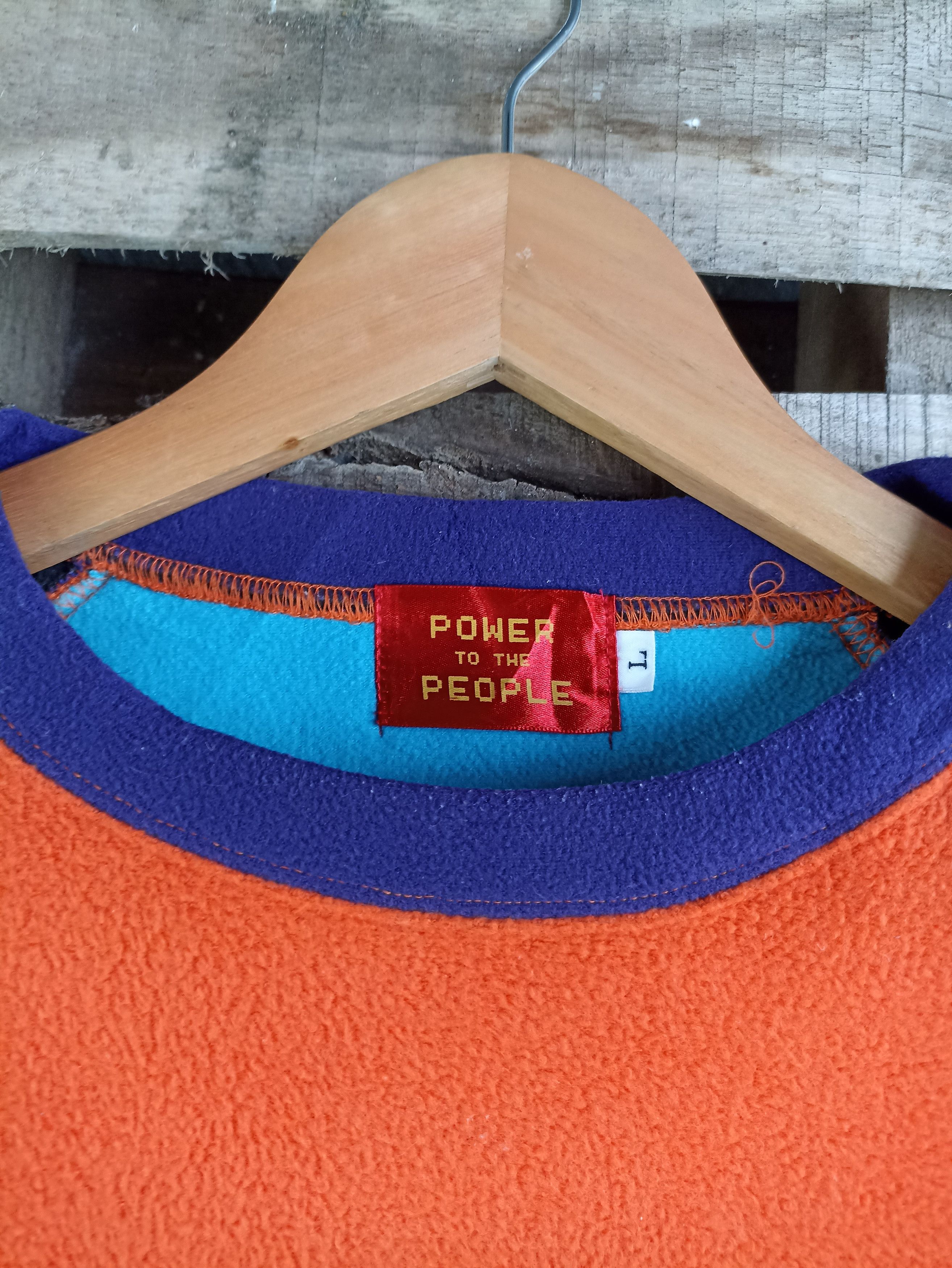 Japanese Brand Power of the people fleece sweatshirt 2 tone Size US S / EU 44-46 / 1 - 4 Thumbnail