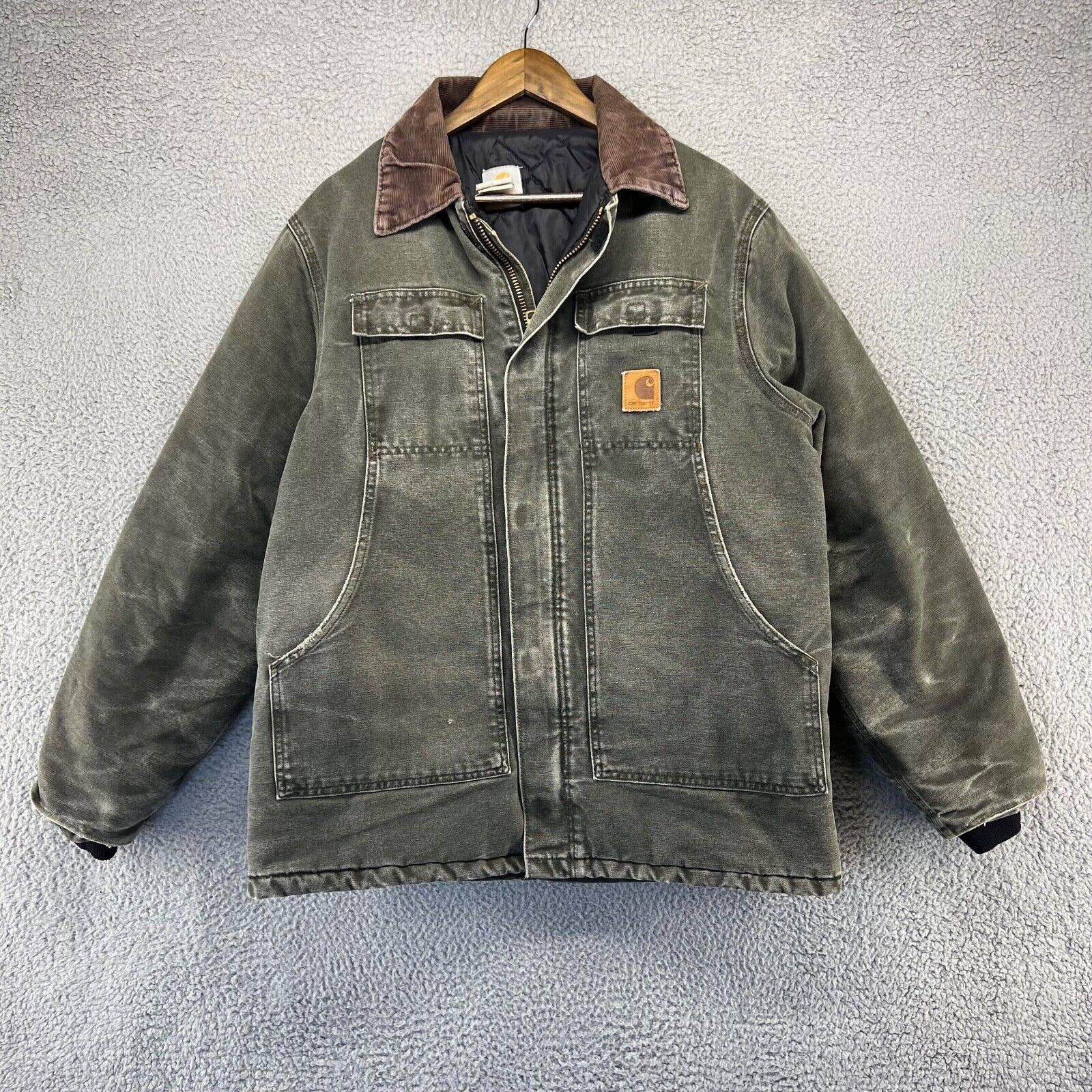 Vintage Carhartt Jacket Men's Large Green Faded Canvas 90s