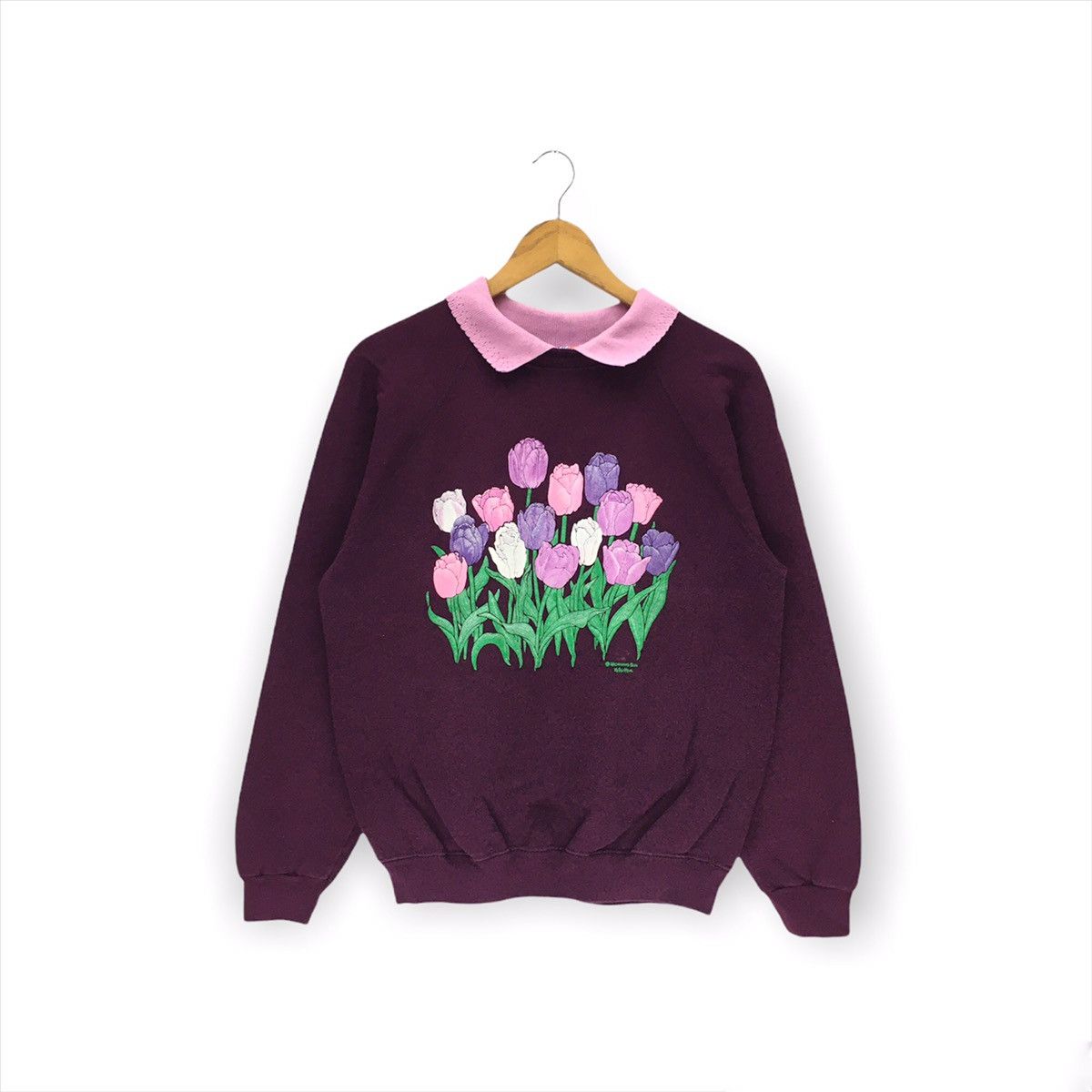 Hanes × Vintage Vintage 80 Morning Sun Flower Design Sweatshirt Size US M / EU 48-50 / 2 - 1 Thumbnail