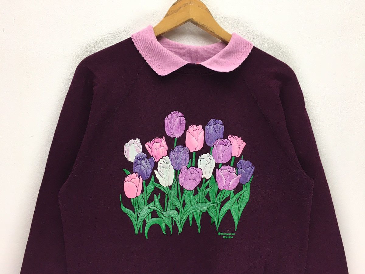 Hanes × Vintage Vintage 80 Morning Sun Flower Design Sweatshirt Size US M / EU 48-50 / 2 - 2 Thumbnail