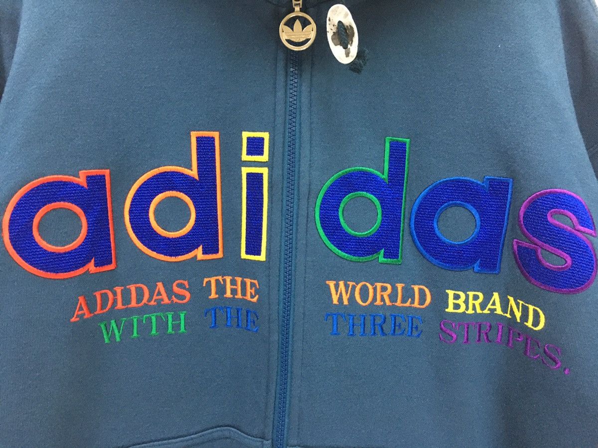 Adidas Vintage Adidas Big Logo Multicolour Zipper Hoddie Jacket Size US XL / EU 56 / 4 - 5 Thumbnail