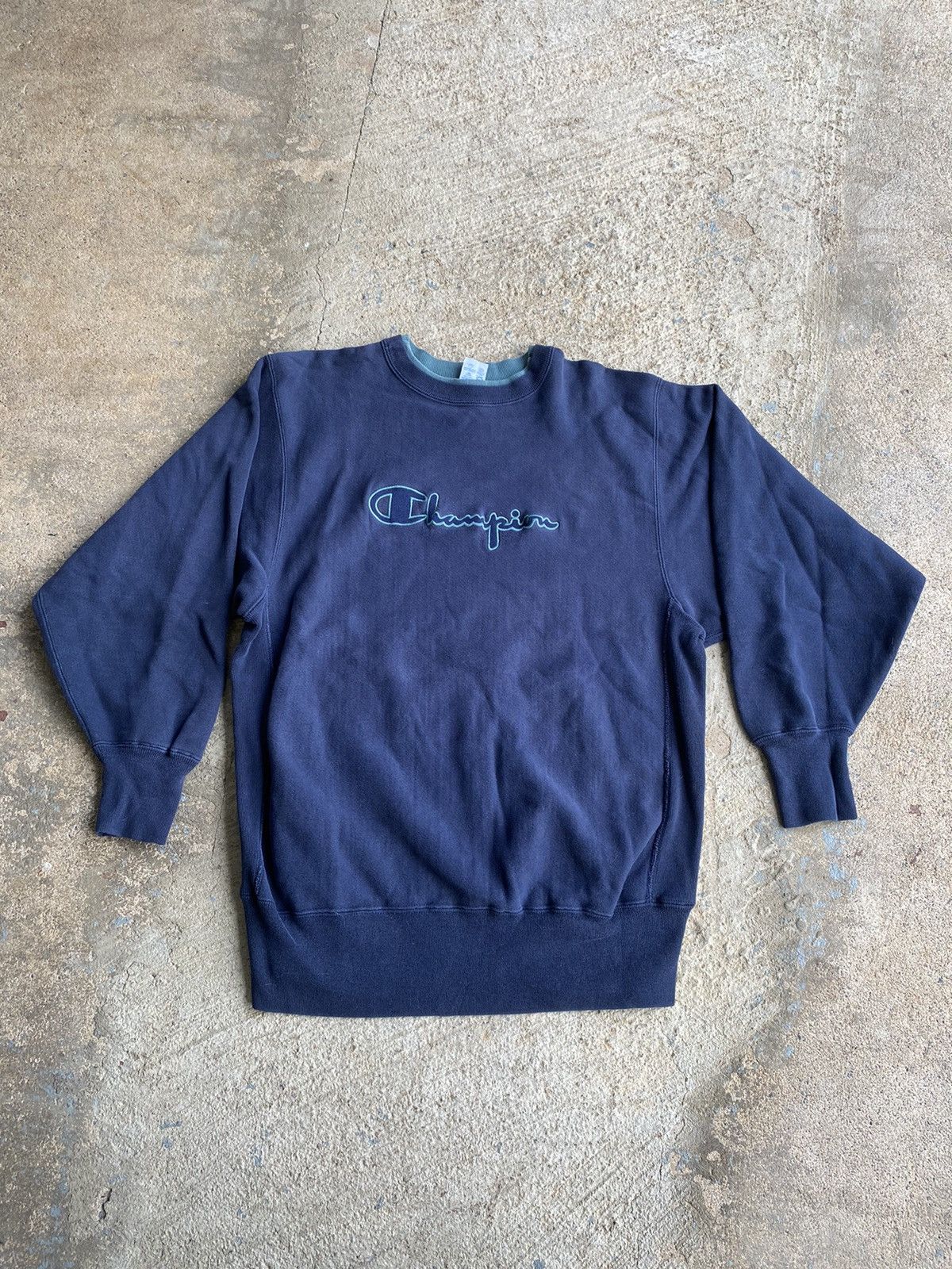 Champion × Vintage Vintage 90’s Champion Reverse Weave Spell Out Sweatshirt Size US XL / EU 56 / 4 - 1 Thumbnail