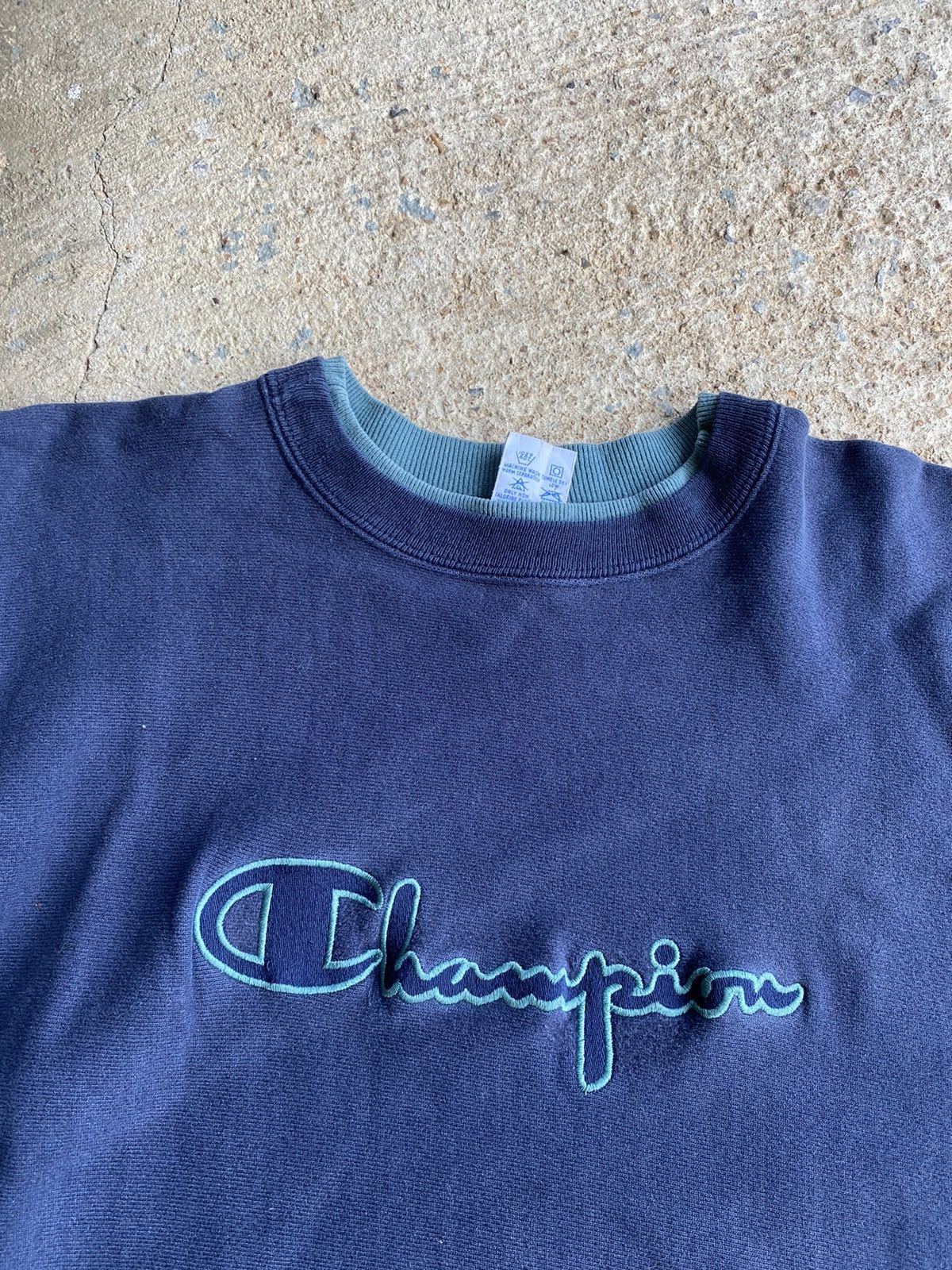 Champion × Vintage Vintage 90’s Champion Reverse Weave Spell Out Sweatshirt Size US XL / EU 56 / 4 - 2 Thumbnail
