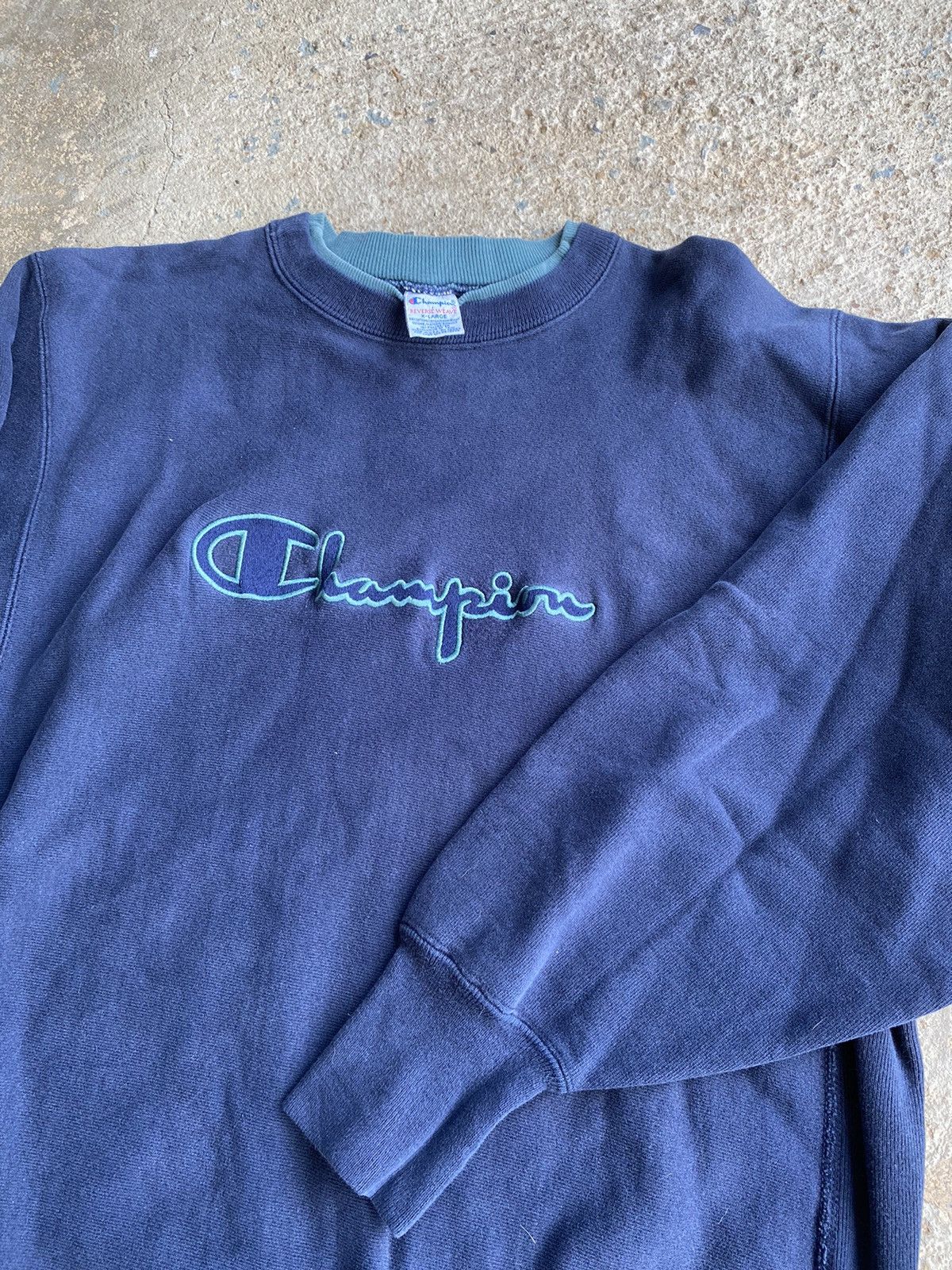 Champion × Vintage Vintage 90’s Champion Reverse Weave Spell Out Sweatshirt Size US XL / EU 56 / 4 - 4 Thumbnail