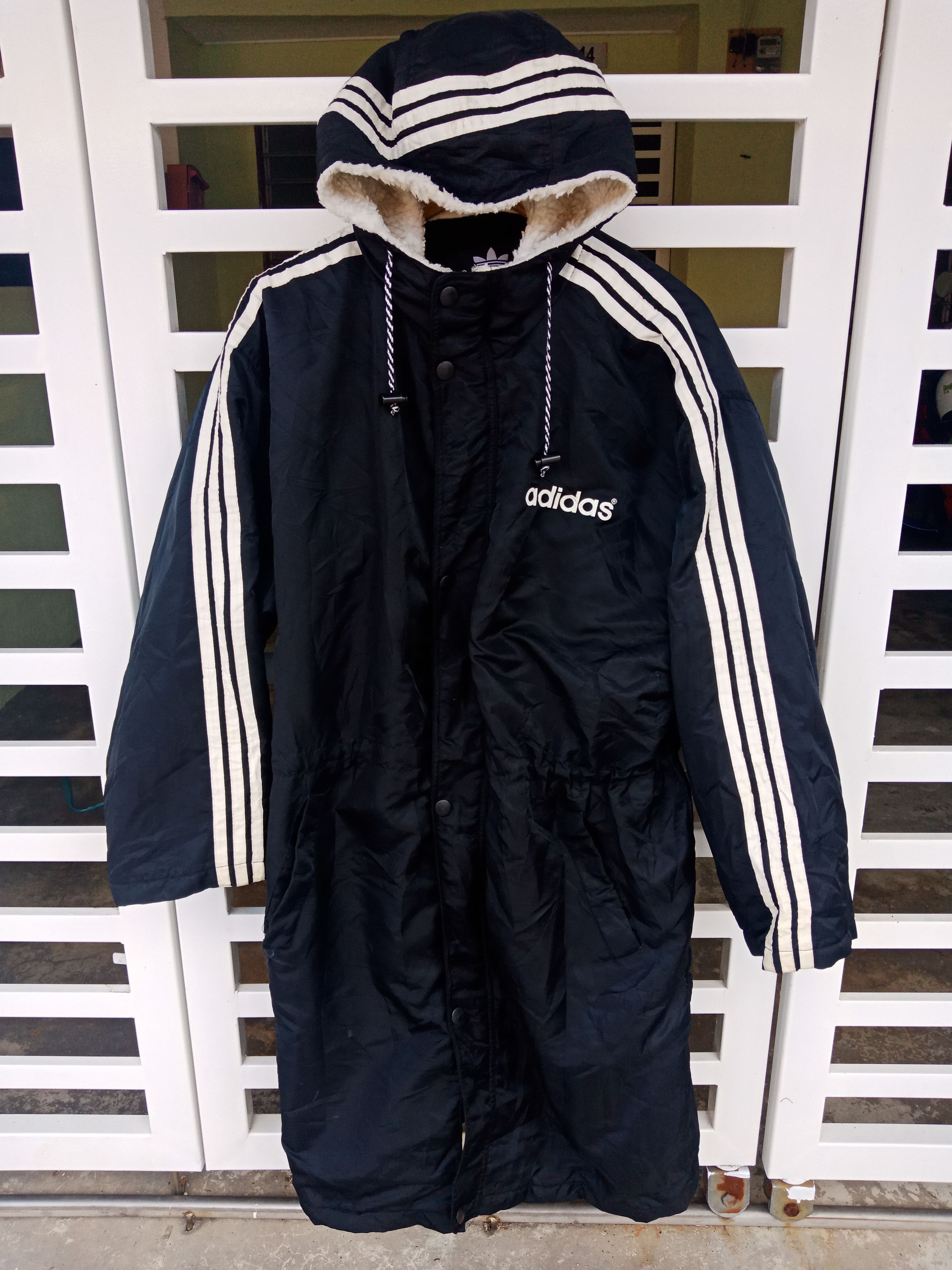 Adidas Adidas Big Logo Spell Out Lining Fleece Raincoat Size US XL / EU 56 / 4 - 2 Thumbnail