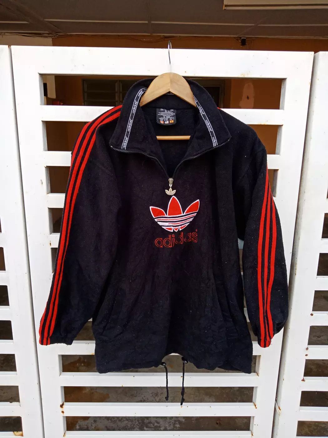 Adidas Adidas Big Logo Trefoil Spell Out Stripe Pullover Fleece Size US L / EU 52-54 / 3 - 1 Thumbnail