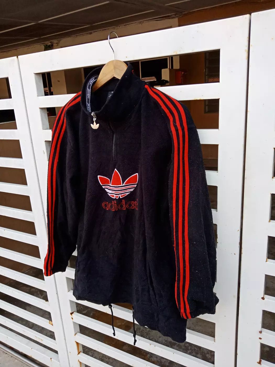 Adidas Adidas Big Logo Trefoil Spell Out Stripe Pullover Fleece Size US L / EU 52-54 / 3 - 4 Thumbnail