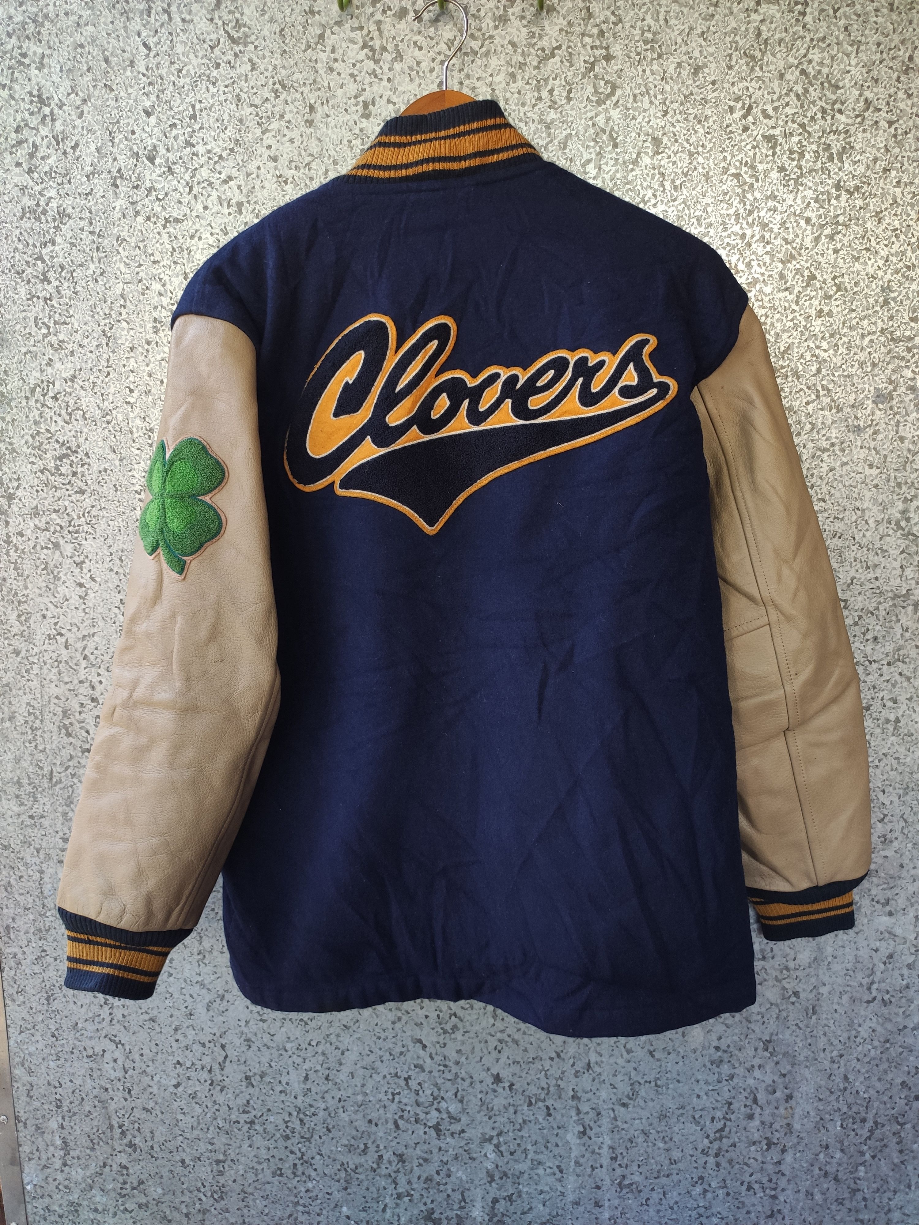 image of NBA x Varsity Vintage 90's Clovers Varsity Jacket Boston Celtics in Blue, Men's (Size Medium)
