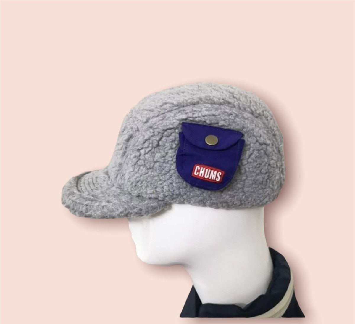 image of Chums 5 Panels Fleece Outdoor Cap in Grey/Blue, Men's