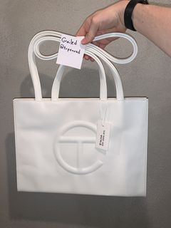 TELFAR SHOPPING BAG LARGE WHITE - 8BS010 - Borsa tote 4 Dritta Nero - White  Leather and Mesh Mon Tresor Mini Crossbody Bucket Bag