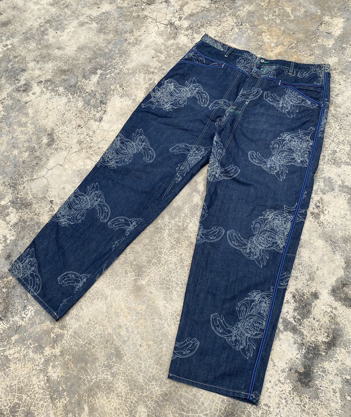 Marithe + Francois Girbaud Marithe Francois Girbaud Overprint Denim Pant Size US 42 / EU 58 - 4 Thumbnail