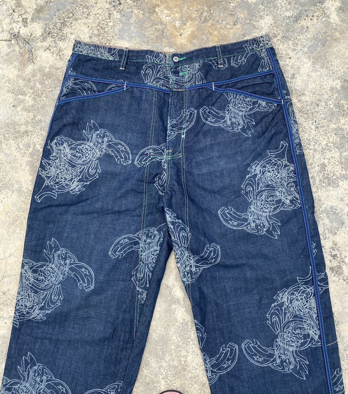 Marithe + Francois Girbaud Marithe Francois Girbaud Overprint Denim Pant Size US 42 / EU 58 - 1 Thumbnail