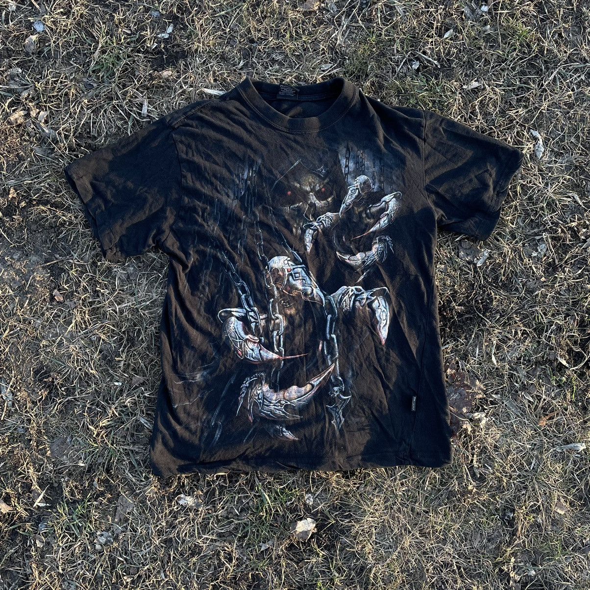 Vintage Vintage 90s Skull Graphic Tee Thrashed Dark Horror Grunge M Size US M / EU 48-50 / 2 - 1 Thumbnail