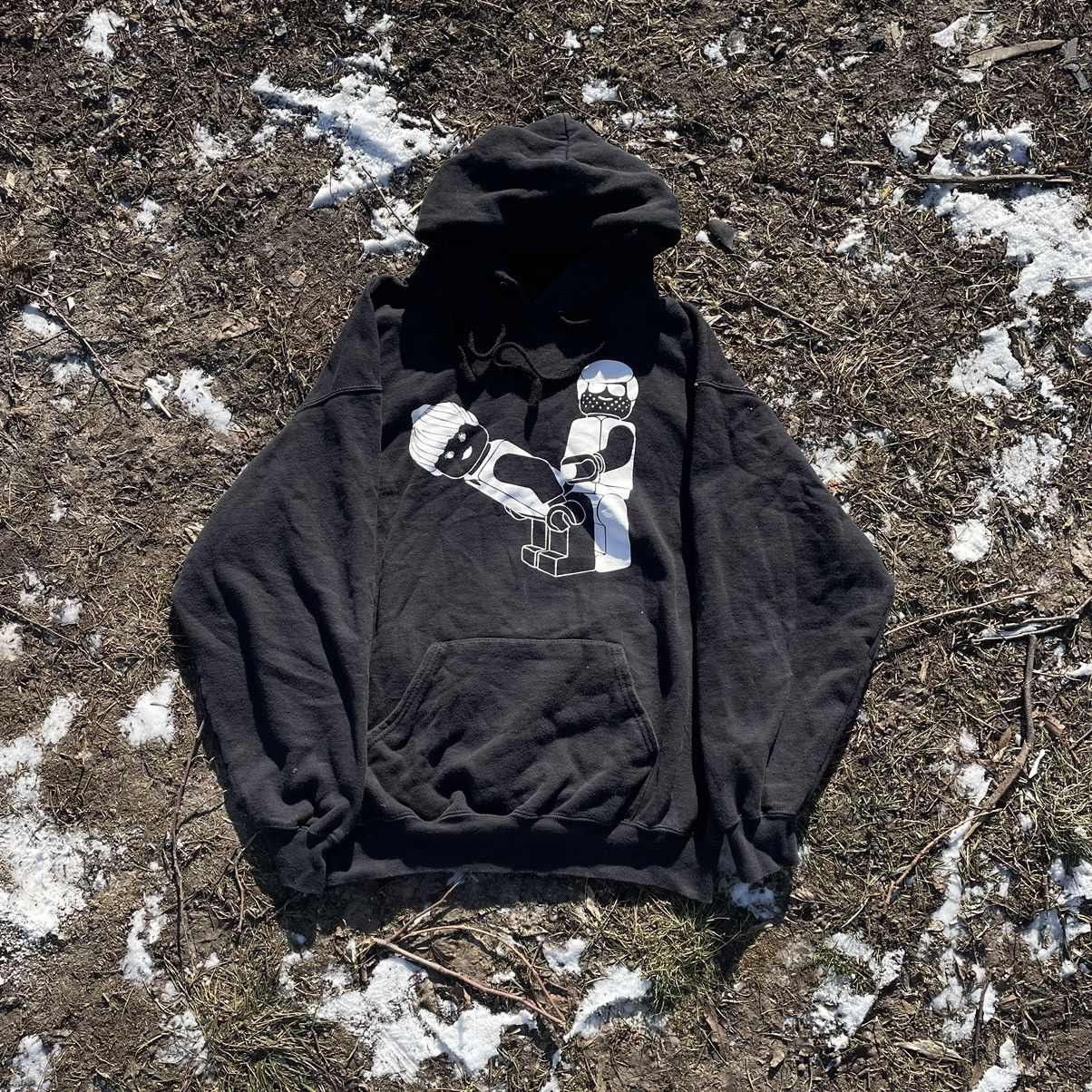 image of Humor x Vintage Y2K Adult “ Lego Porno Xxx Doggy “Buymypiece Hooded in Black, Men's (Size Large)