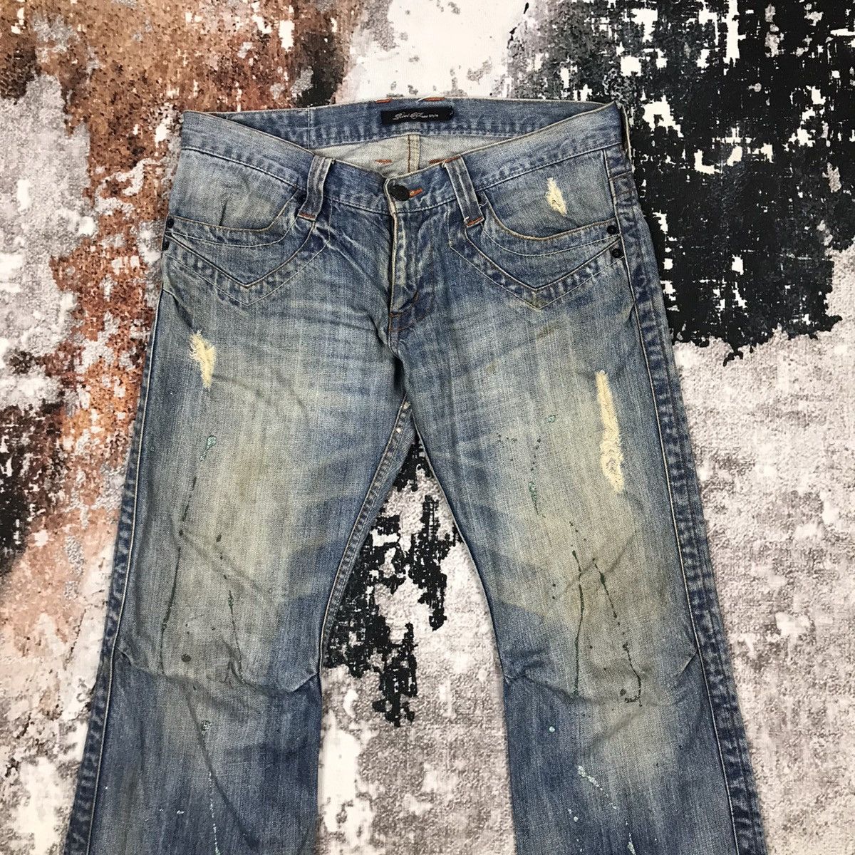 Japanese Brand × Vintage Vintage Japanese Flare RootTree Dirty Distressed Jeans Size 33" - 2 Thumbnail