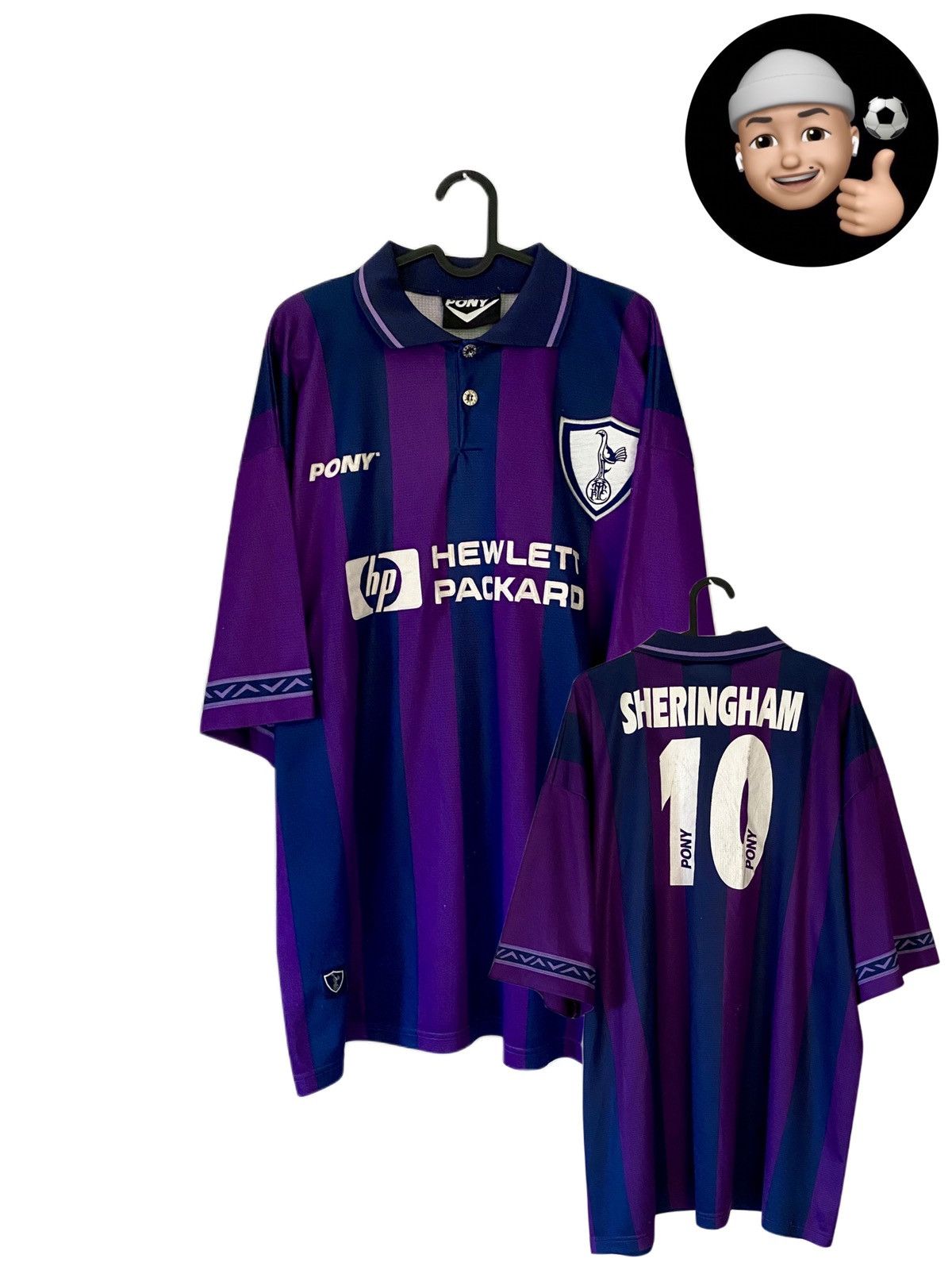 PONY × Vintage 1995 Tottenham Sheringham Pony Vintage Soccer Jersey Size US XL / EU 56 / 4 - 1 Thumbnail