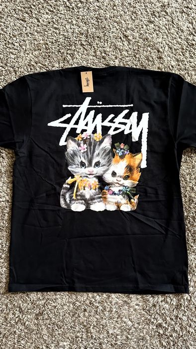 Stussy **NEW RARE** STUSSY KITTENS BLACK LOGO TEE T-SHIRT L KITTEN