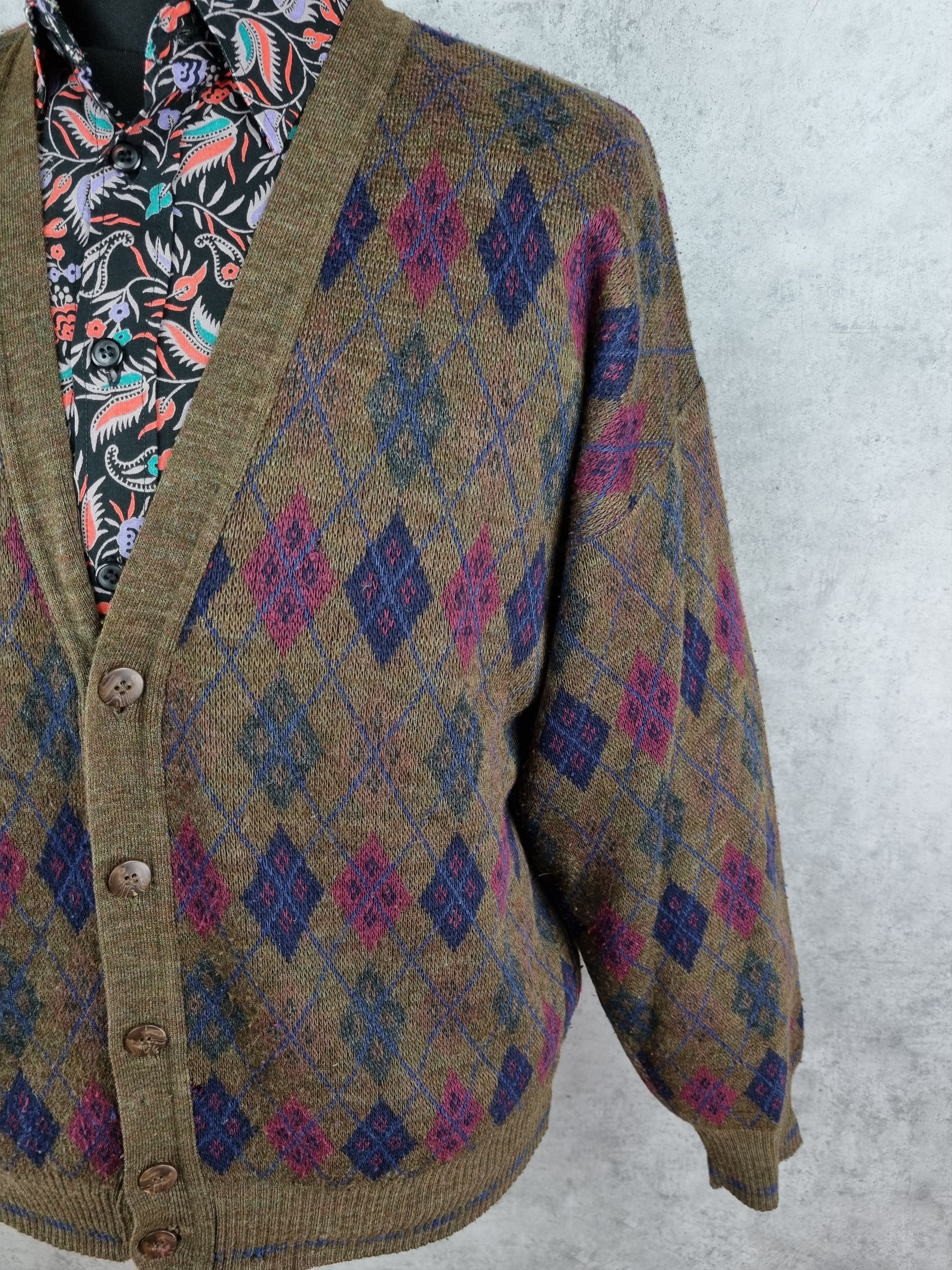 Other 80s Ottimo Cardigan Vintage Wool Sweater Tyler Style Size US L / EU 52-54 / 3 - 3 Thumbnail