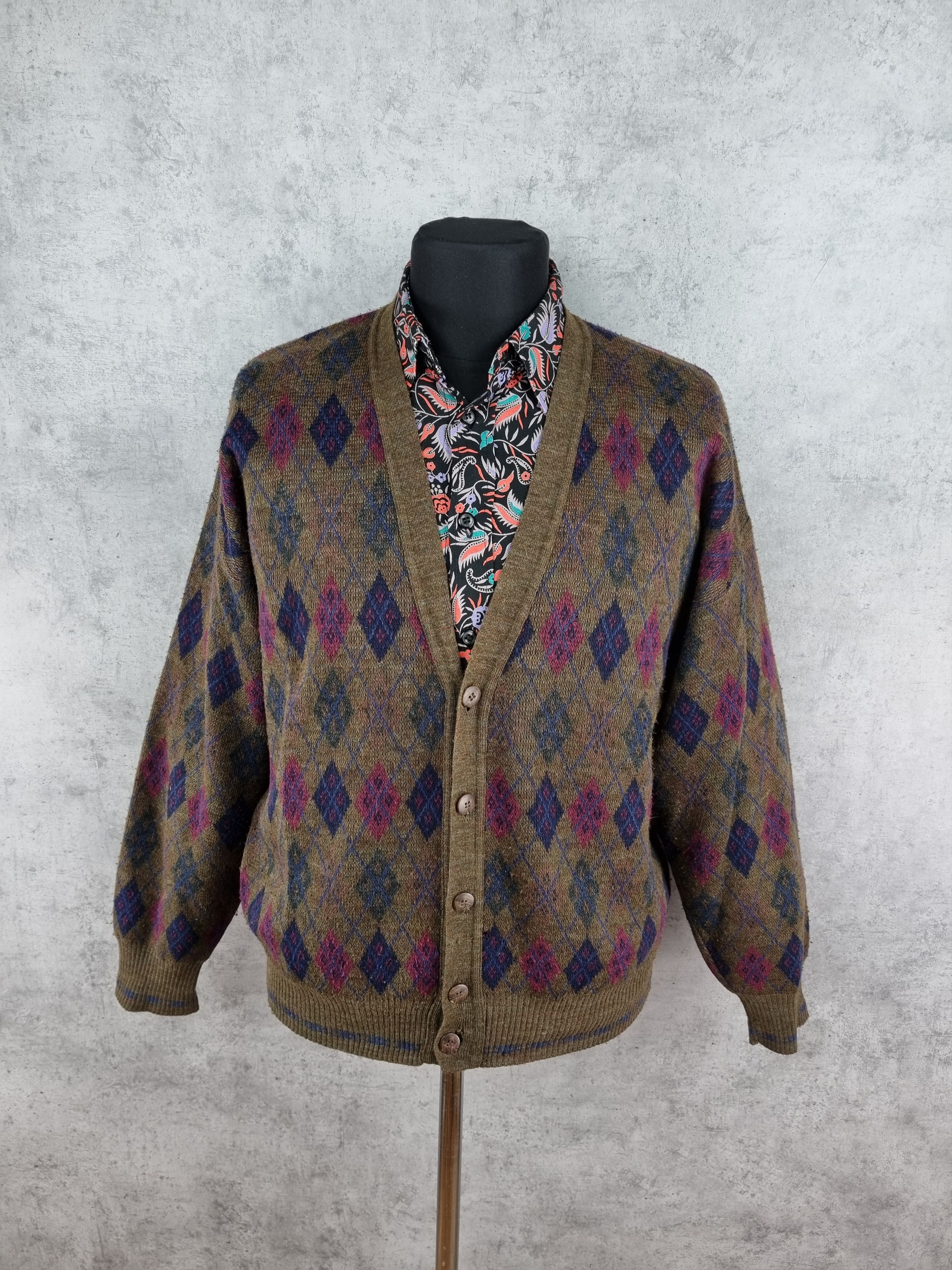 Other 80s Ottimo Cardigan Vintage Wool Sweater Tyler Style Size US L / EU 52-54 / 3 - 1 Thumbnail