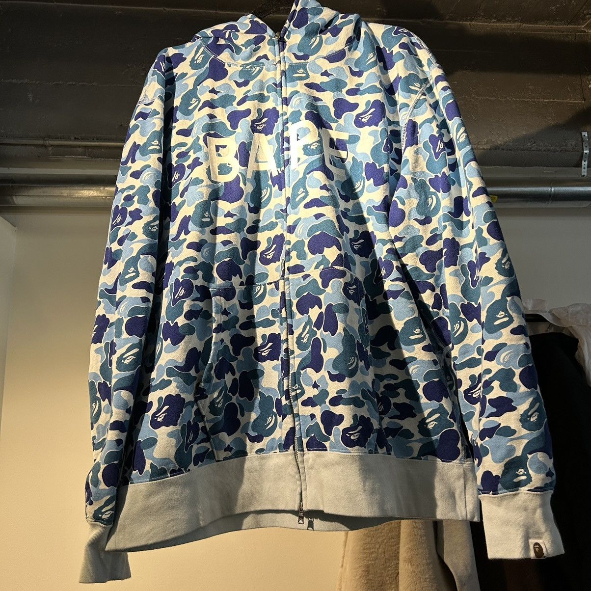 Image of Bape Abc Camo Full Zip Hoodie in Blue, Men's (Size 2XL)