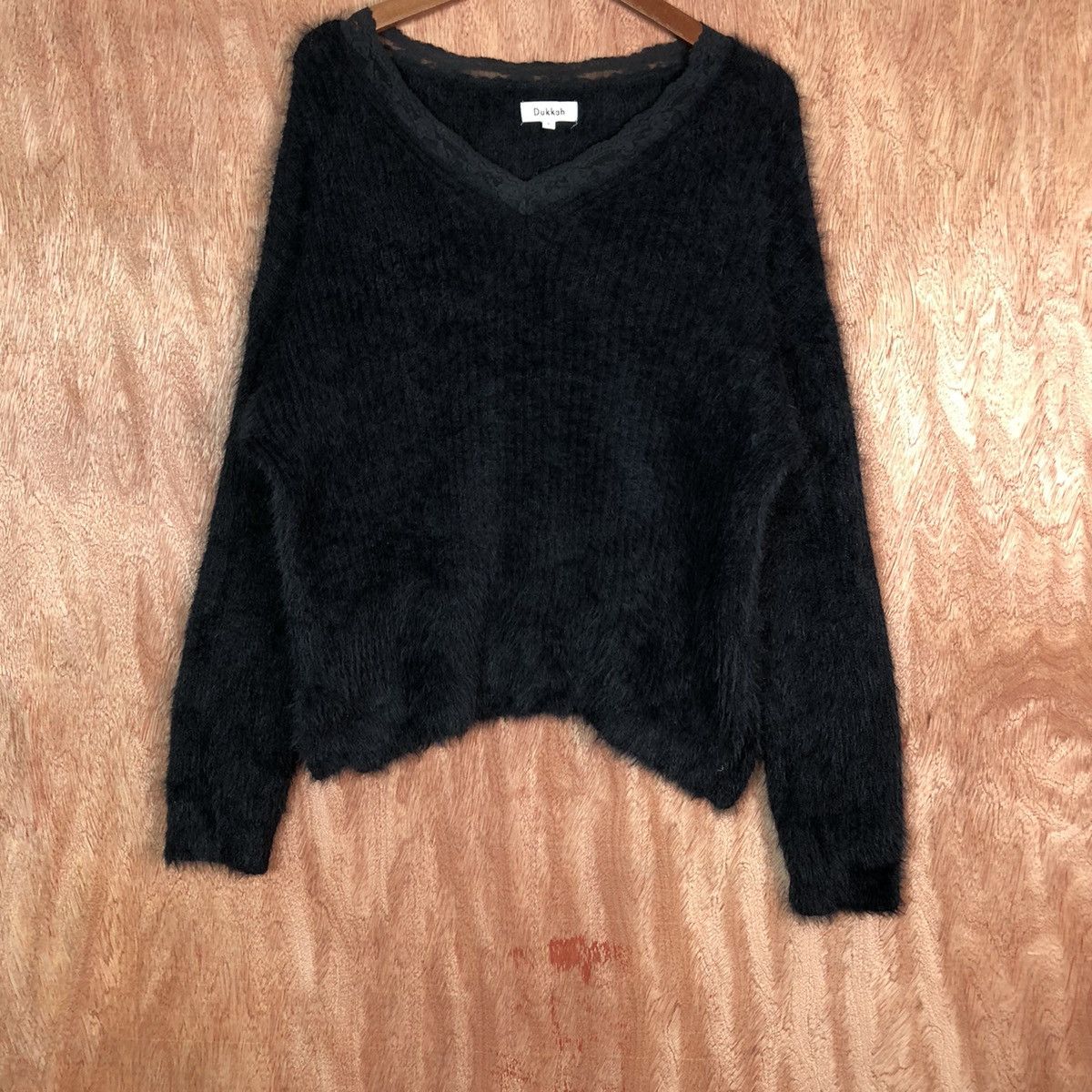 Vintage Dukkan Black Shag Shaggy Fur Mohair knitwear #6604 Size US L / EU 52-54 / 3 - 5 Thumbnail