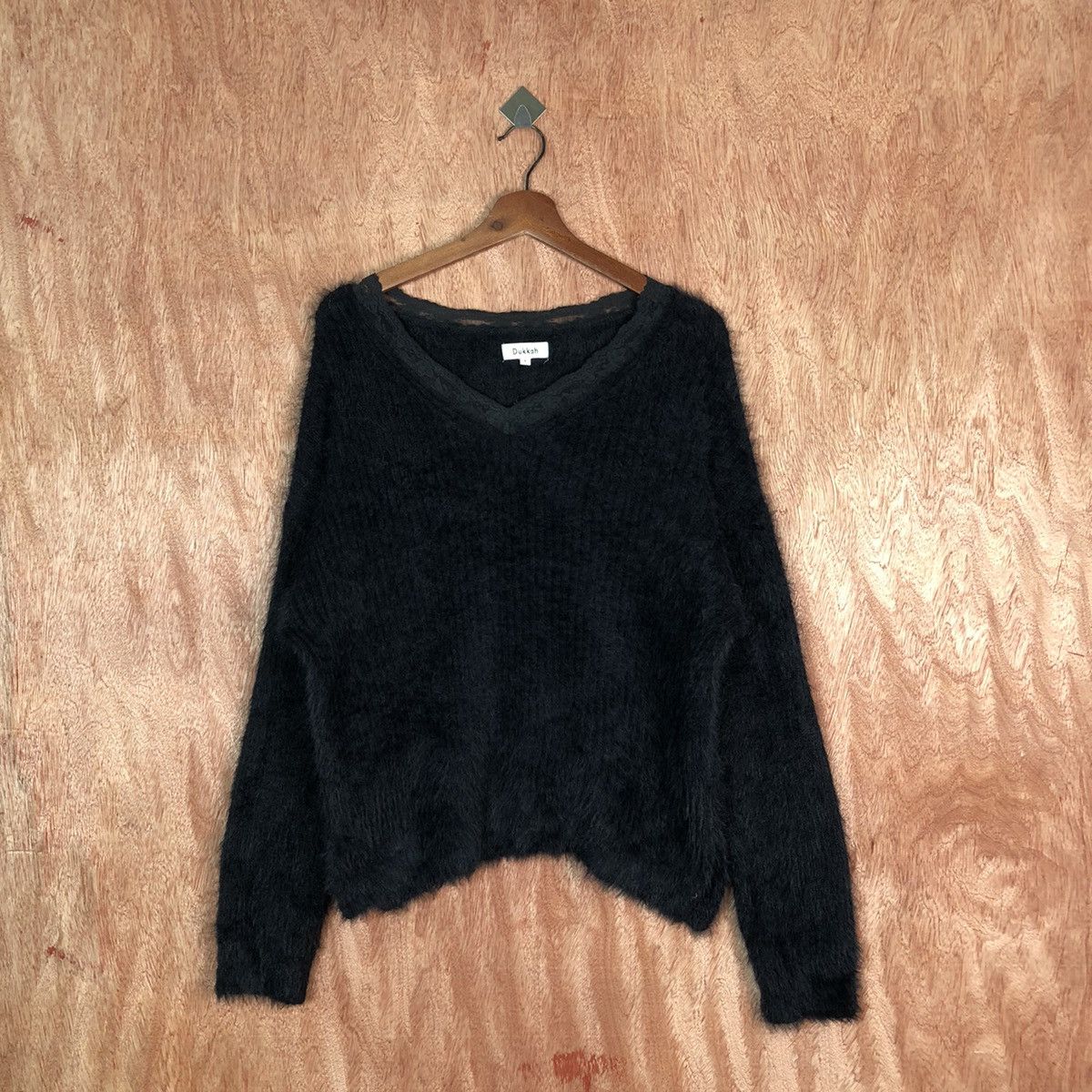Vintage Dukkan Black Shag Shaggy Fur Mohair knitwear #6604 Size US L / EU 52-54 / 3 - 1 Thumbnail