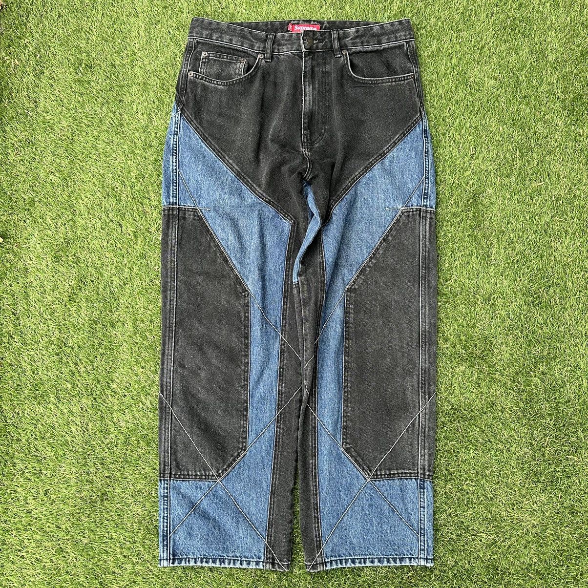 Supreme 2-Tone Paneled Jean 'Black