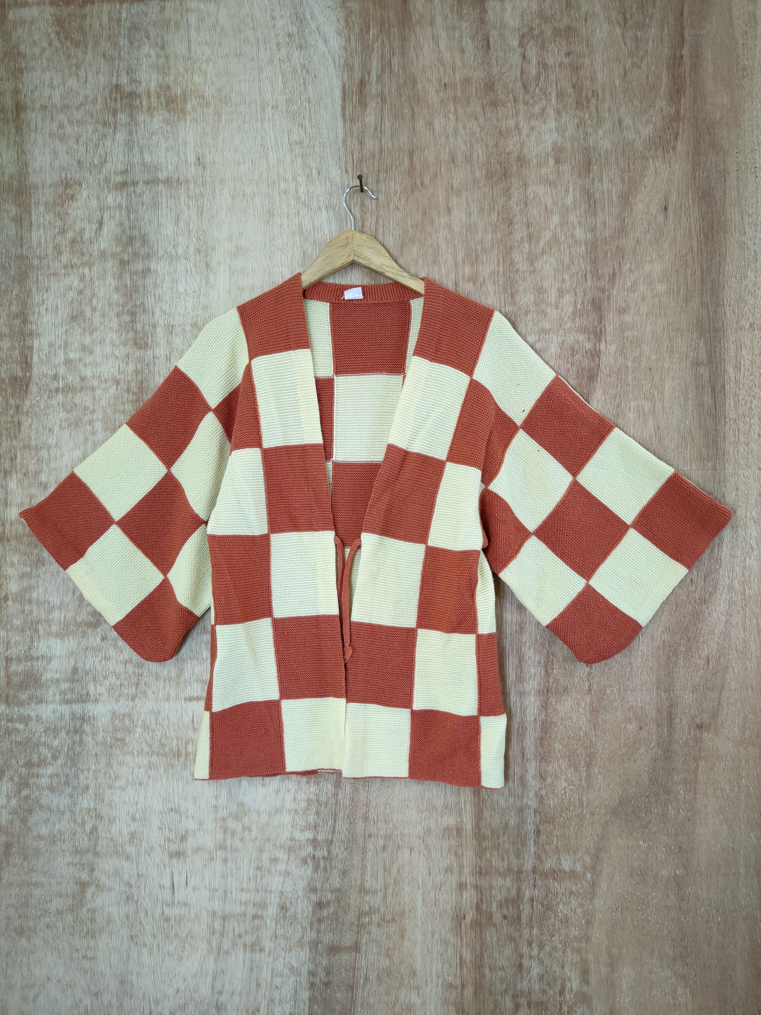 Japanese Brand Japan vintage checkered kimono knitwear cardigan #46-572DLL Size US S / EU 44-46 / 1 - 1 Thumbnail