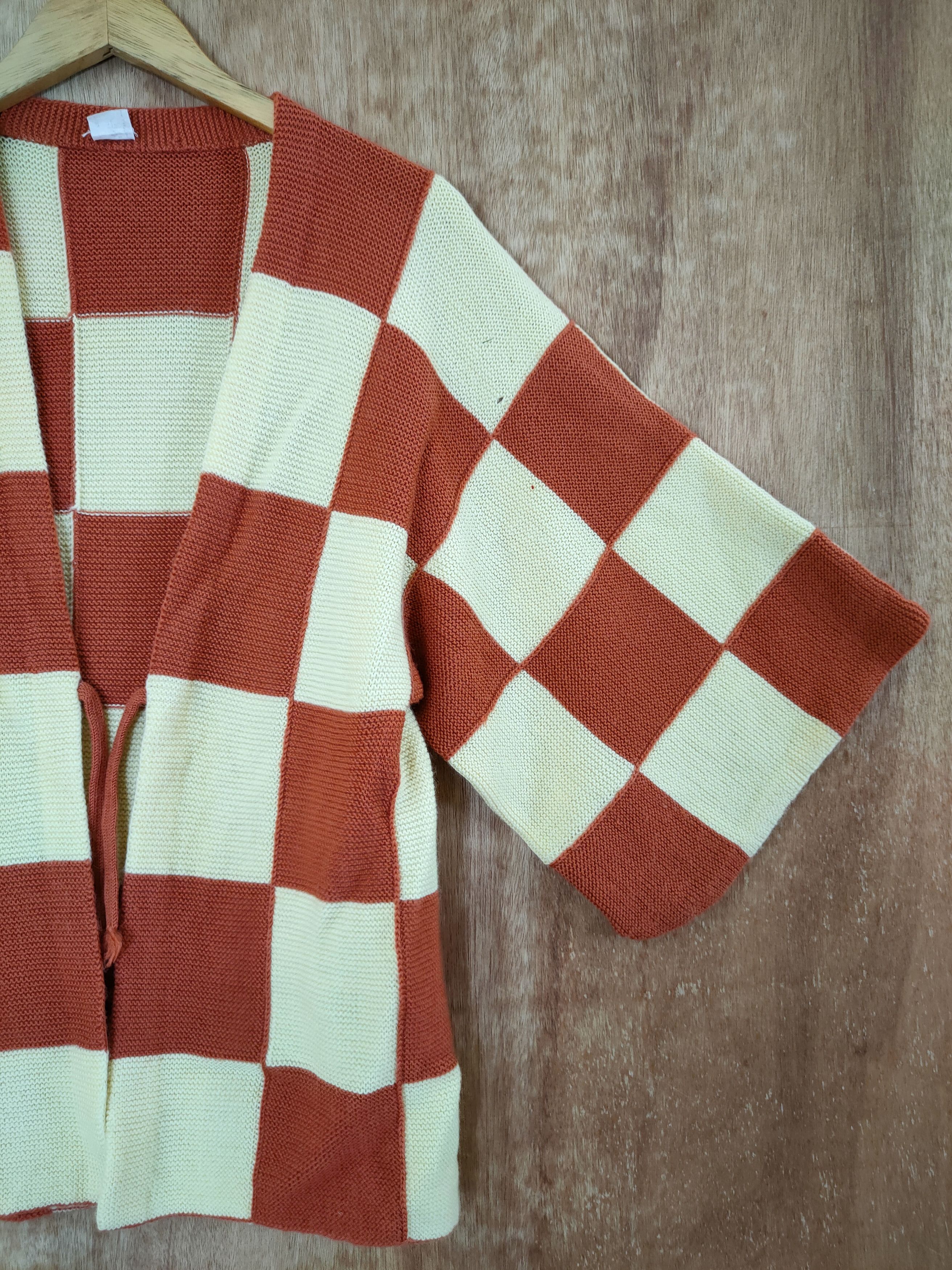Japanese Brand Japan vintage checkered kimono knitwear cardigan #46-572DLL Size US S / EU 44-46 / 1 - 3 Thumbnail
