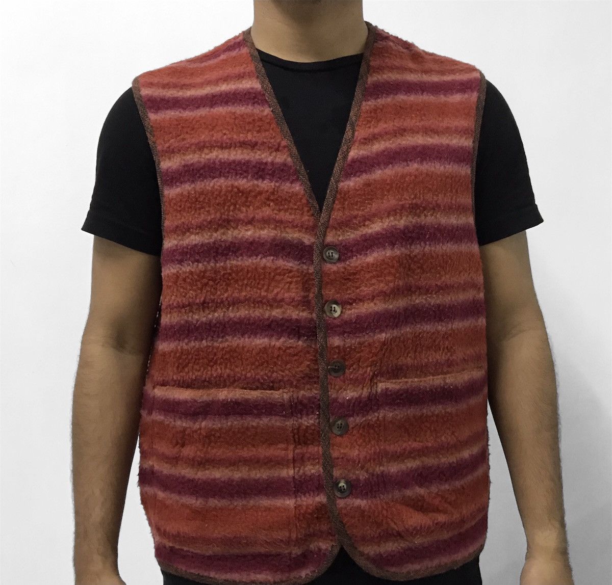 Japanese Brand Vintage Les Vis a Bois printed fleeces vest Size US L / EU 52-54 / 3 - 3 Thumbnail