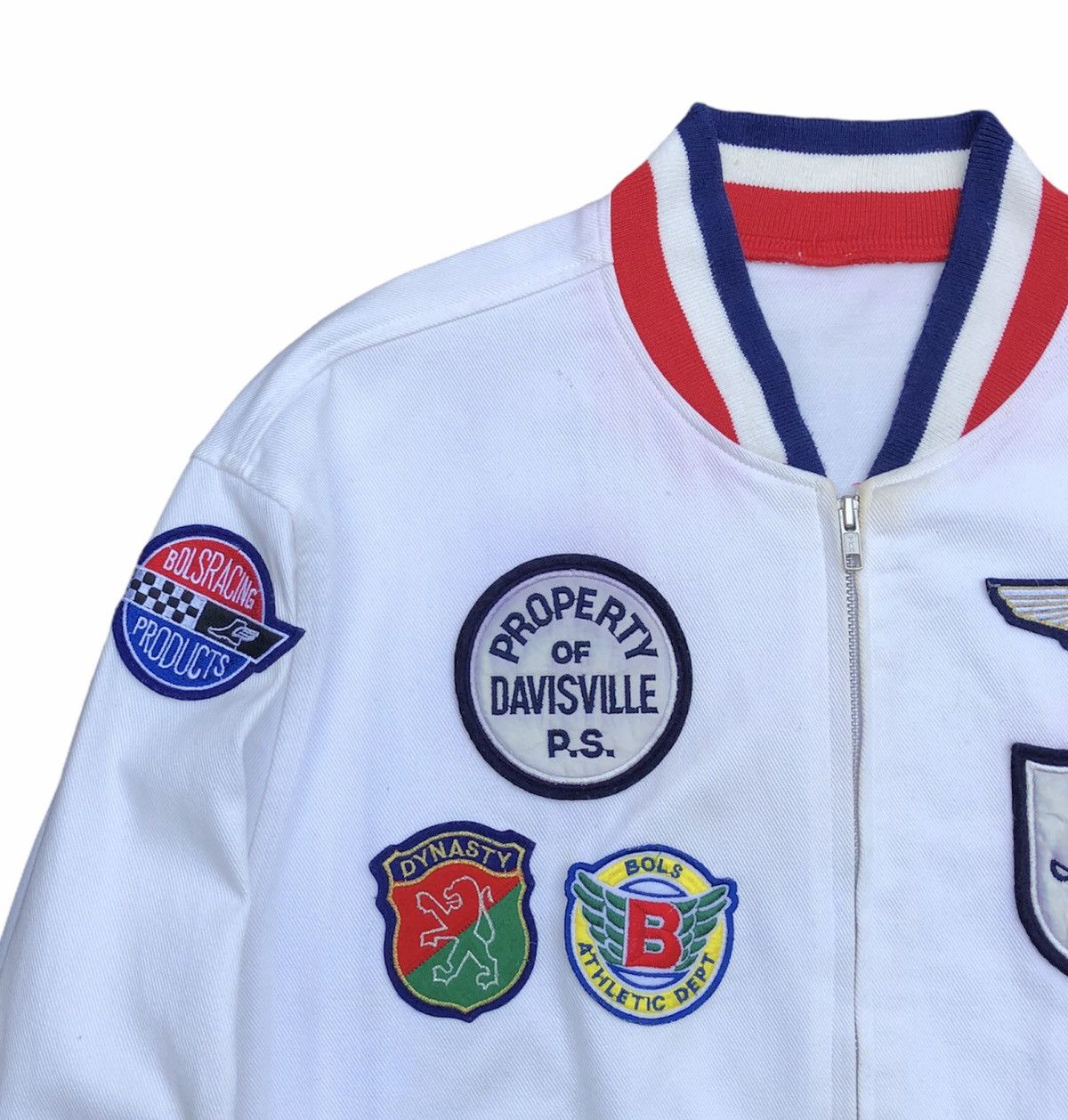 Vintage Stadium Jacket With Patches Bomber Jacket