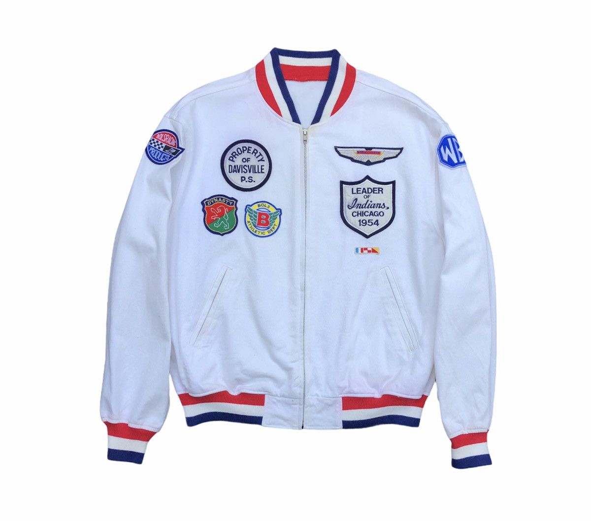 Vintage Stadium Jacket With Patches Bomber Jacket