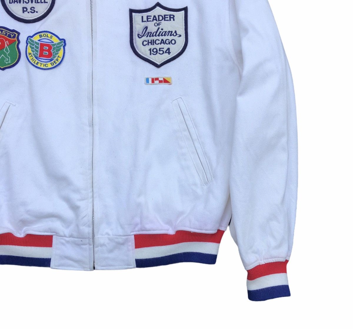 Vintage Stadium Jacket With Patches Bomber Jacket