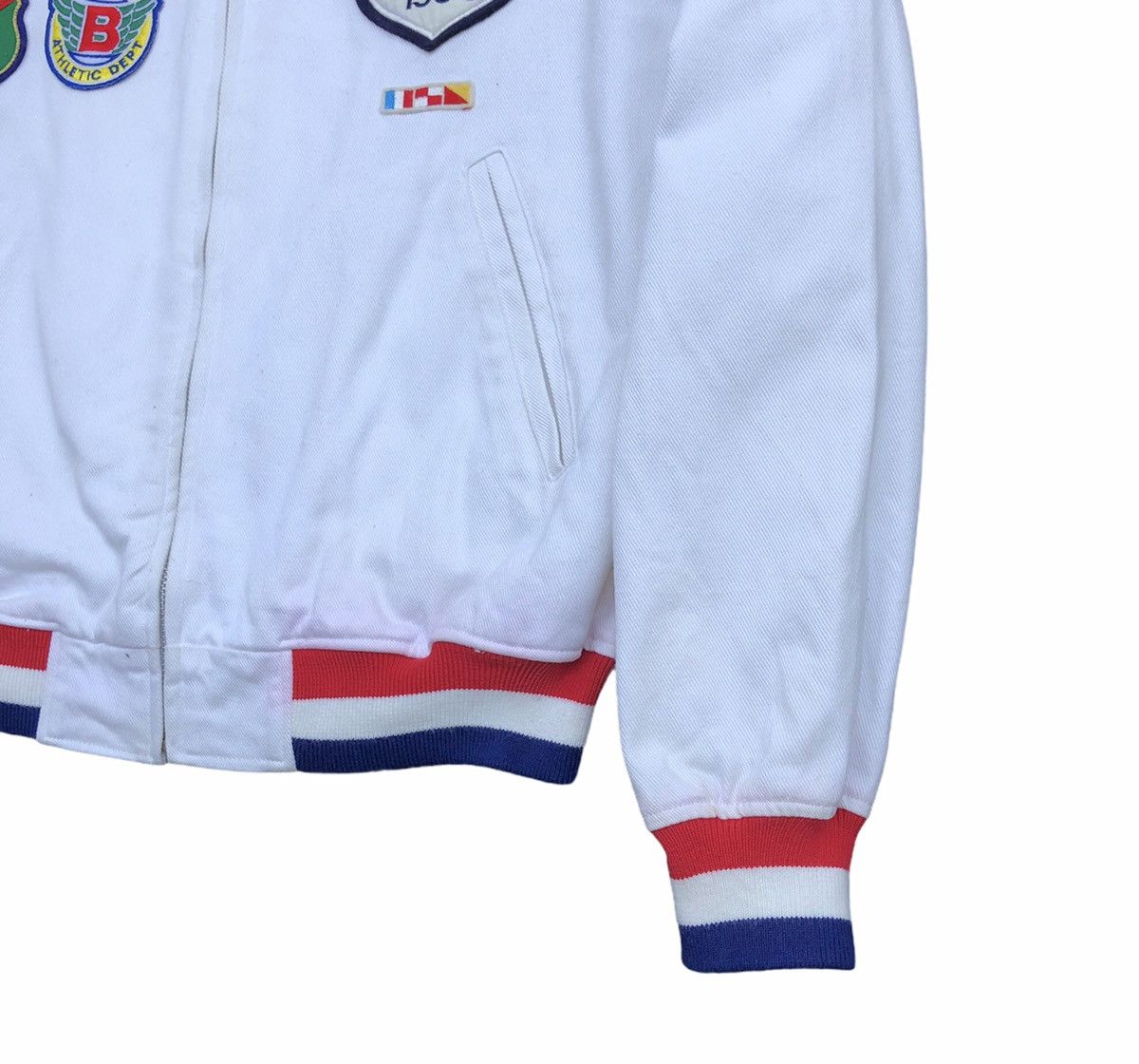 Vintage Stadium Jacket With Patches Bomber Jacket
