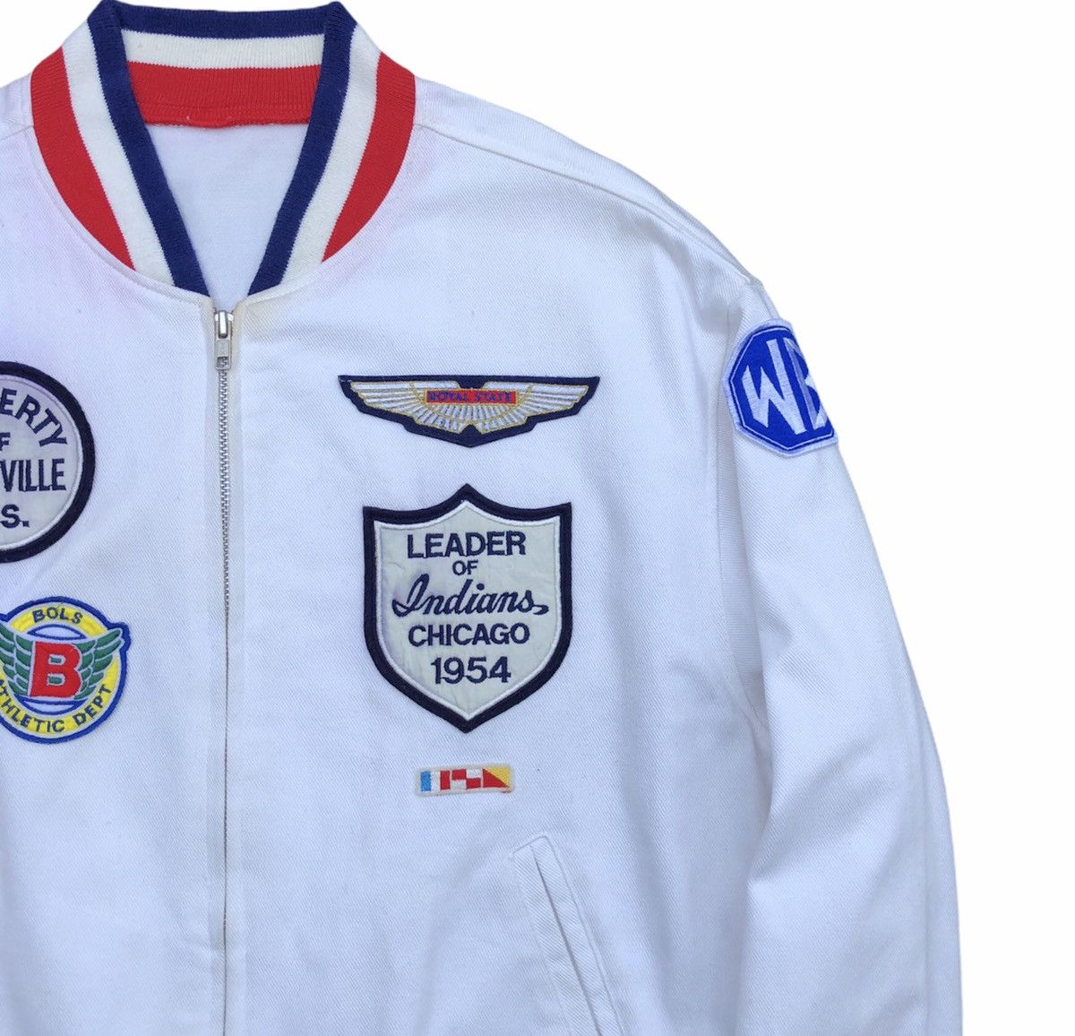 Vintage Stadium Jacket With Patches Bomber Jacket