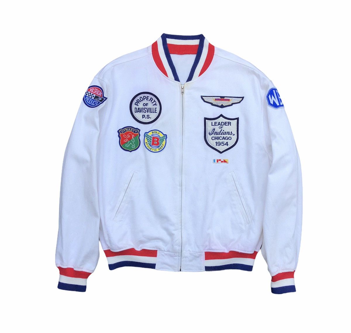 Vintage Stadium Jacket With Patches Bomber Jacket