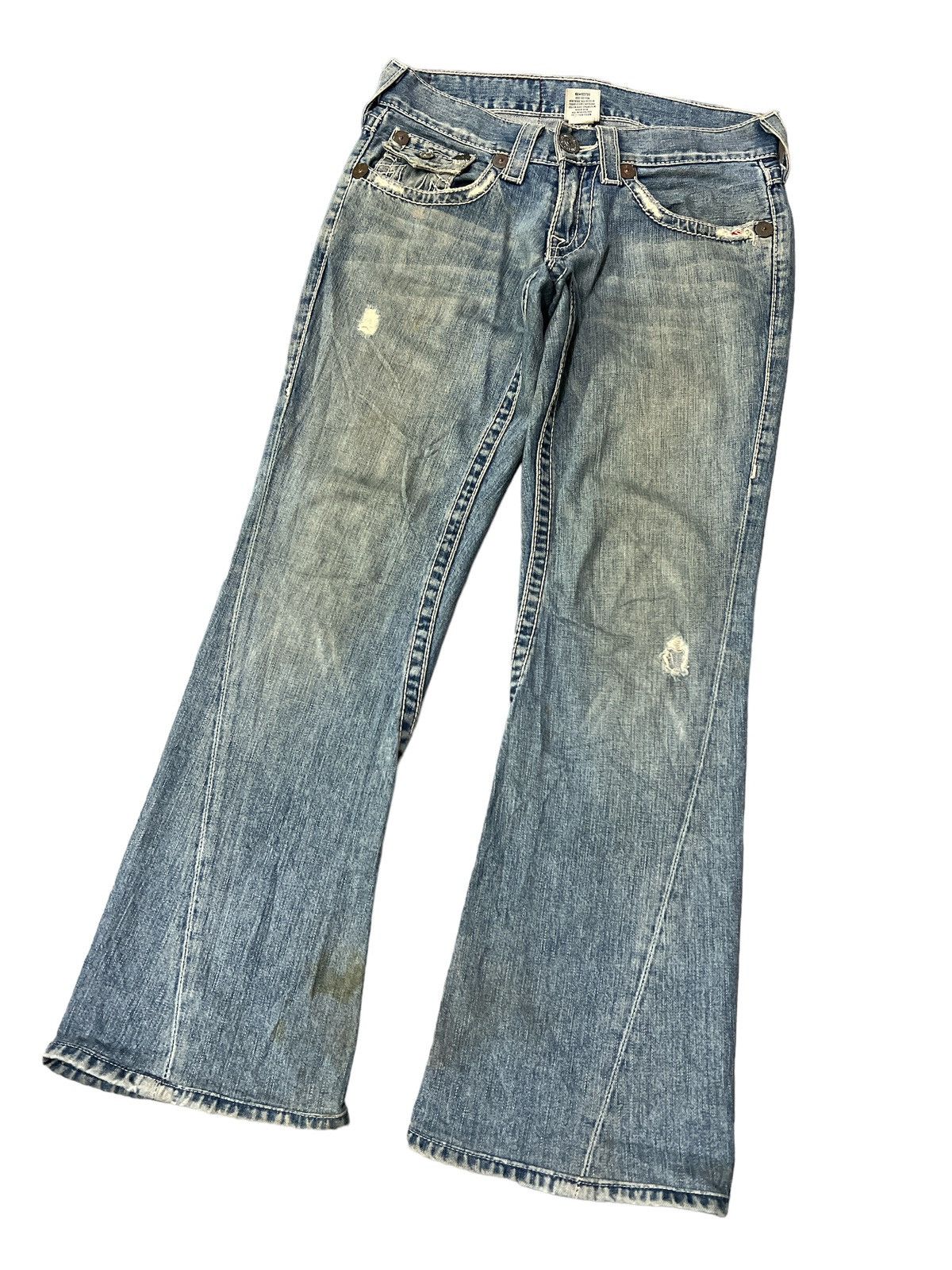 Japanese Brand × Vintage FLARED💥THRASHED TRUE RELIGION DISTRESSED DENIM PANT Size US 30 / EU 46 - 5 Thumbnail