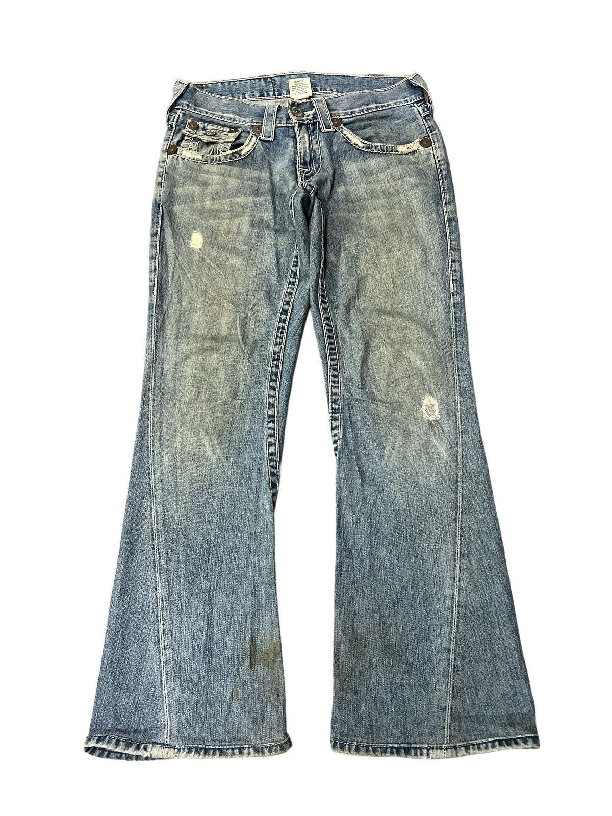 Japanese Brand × Vintage FLARED💥THRASHED TRUE RELIGION DISTRESSED DENIM PANT Size US 30 / EU 46 - 1 Thumbnail