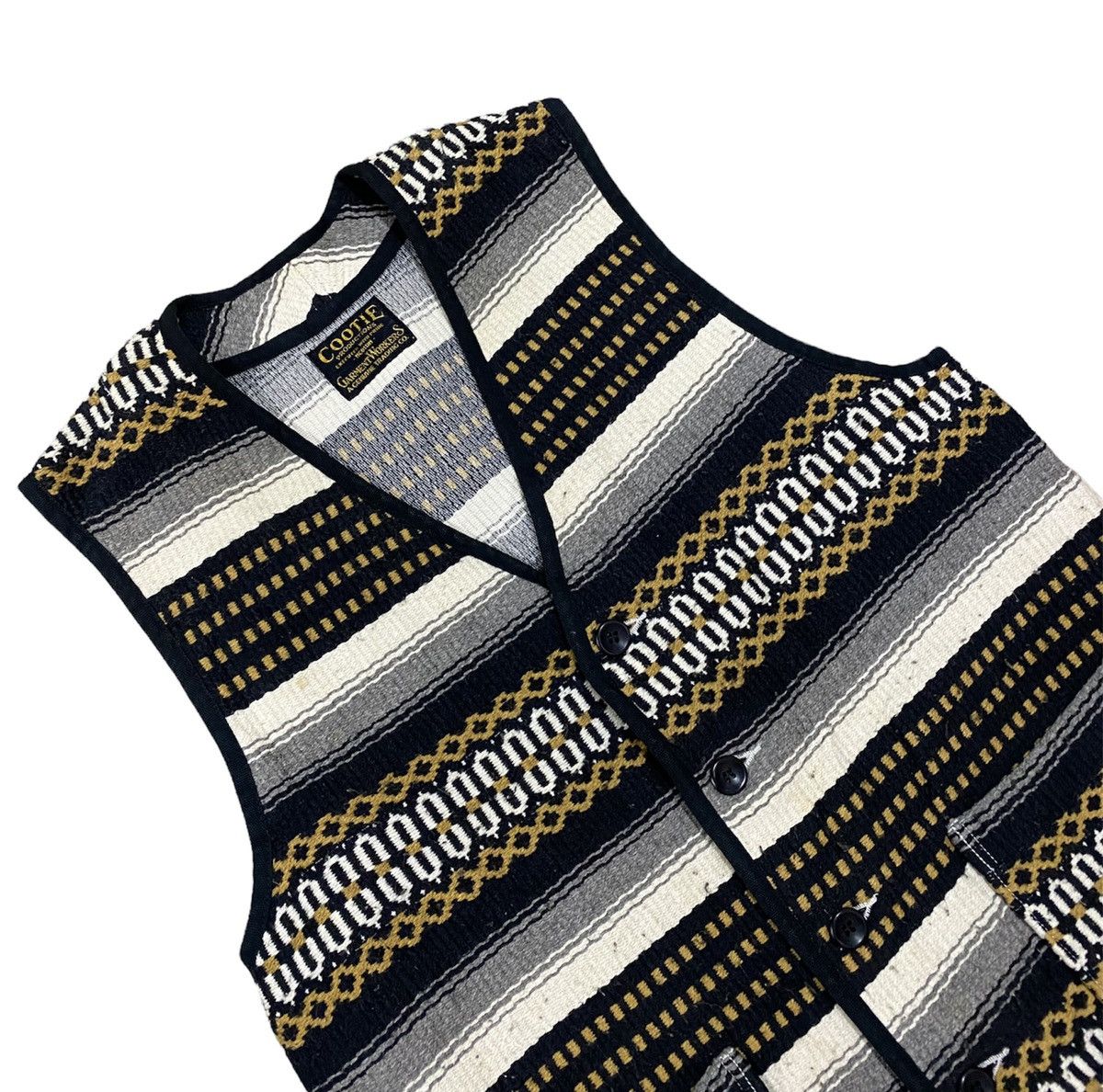 image of Engineered Garments x Wacko Maria S/s14 Cootie Production Saguaro Vest Jacket in Black/Yellow (Size