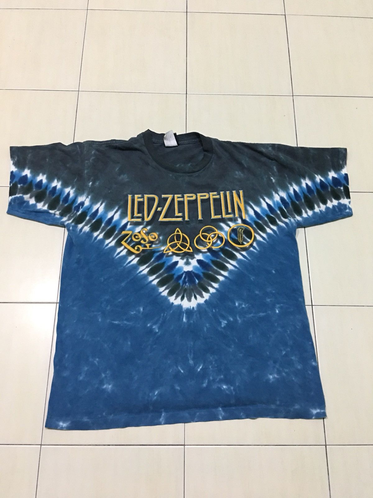 Band Tees vintage Led Zeppelin Tie Dye Liquid Blue Rock Band Shirt Size US L / EU 52-54 / 3 - 6 Thumbnail