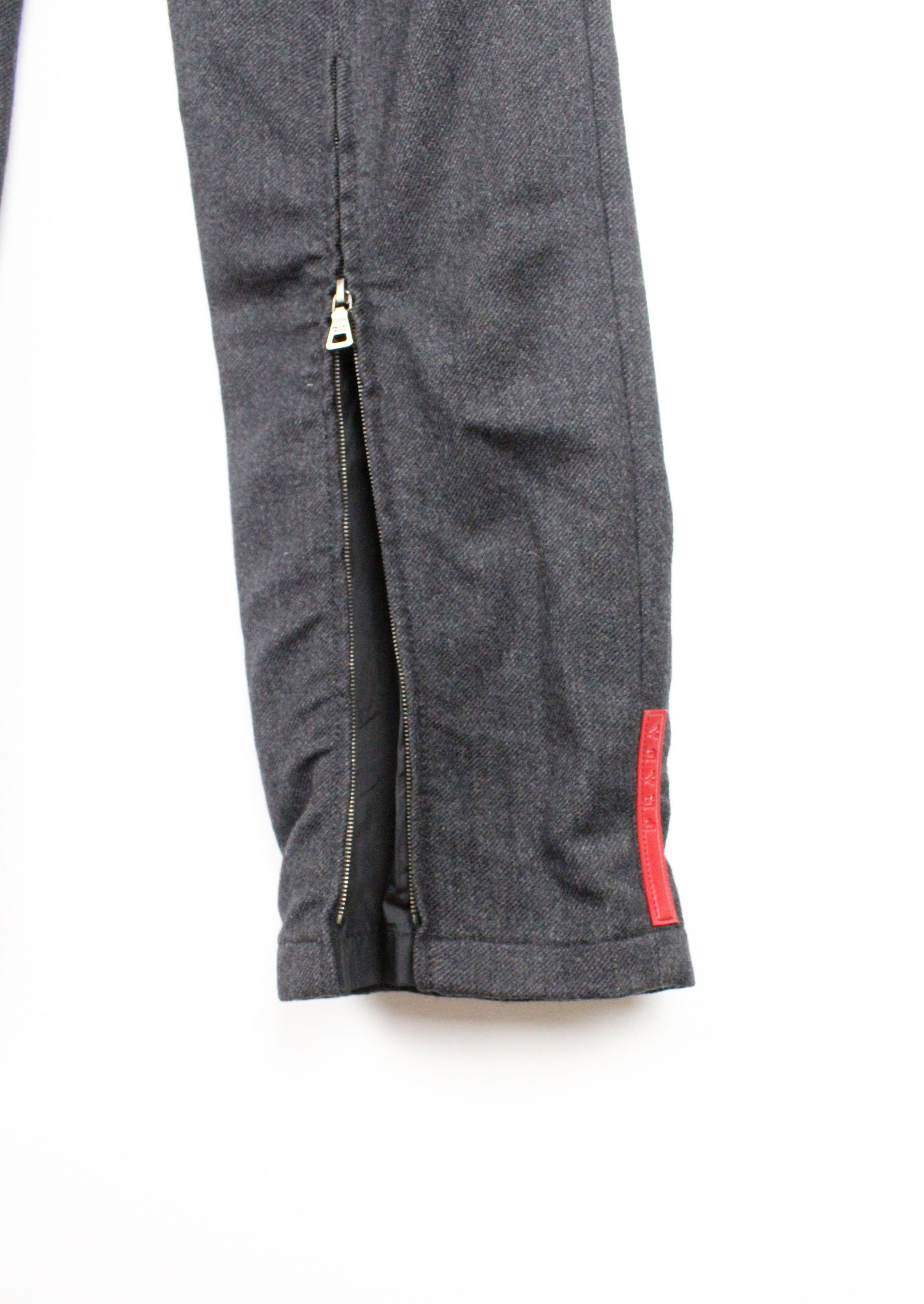 Prada Wmns Prada Red Logo Wool Zipper Sport Track Pants Trousers Size 27" / US 4 / IT 40 - 2 Thumbnail