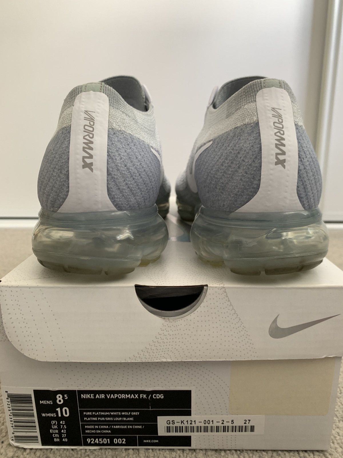 Comme des Garcons × Nike 🔥CDG X Nike Air Vapormax White/Pure Platinum🔥 Size US 8.5 / EU 41-42 - 11 Thumbnail