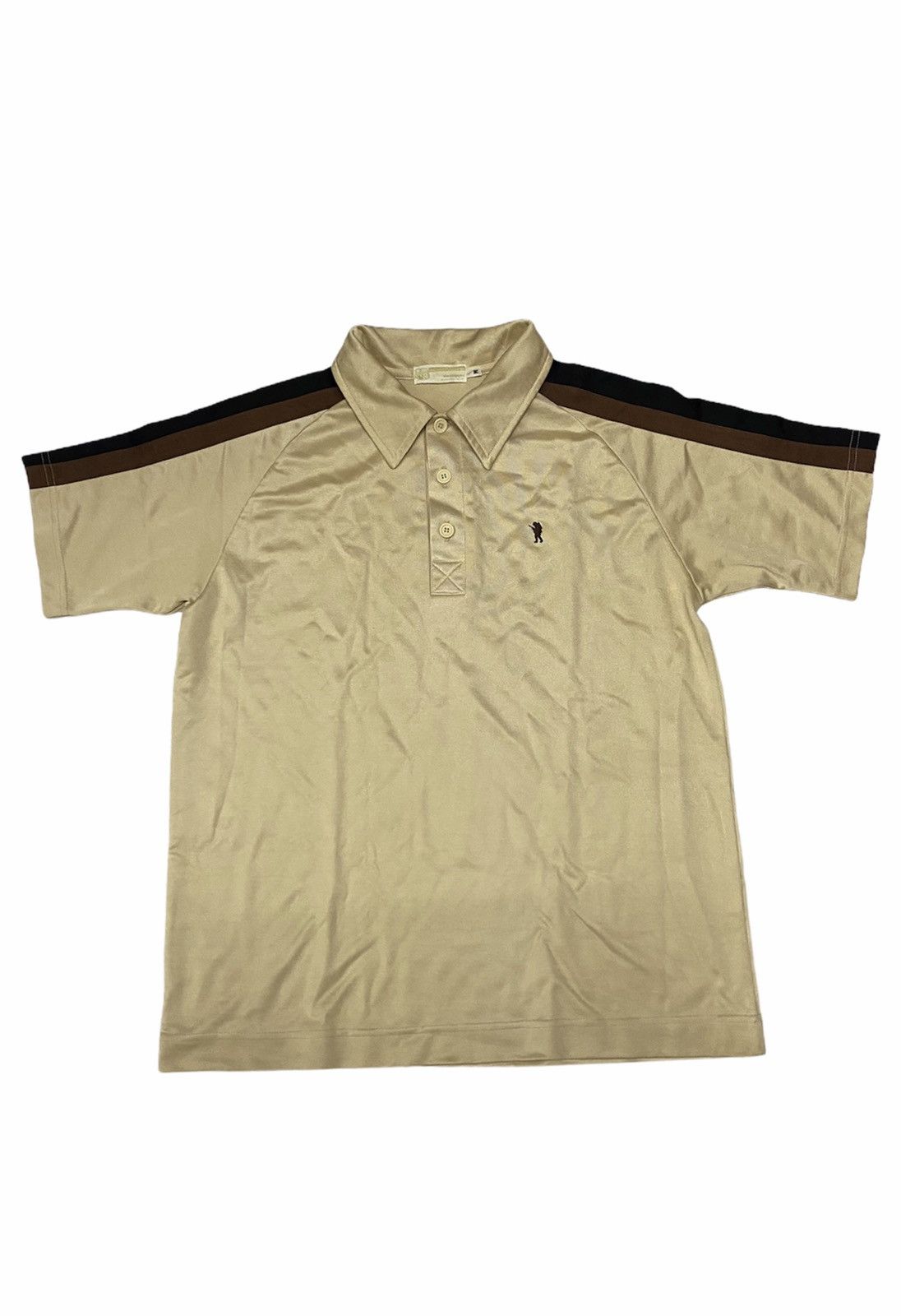 image of 2000 Bape General Polo Embroidered Logo Heavy Jersey in Khaki, Men's (Size Medium)