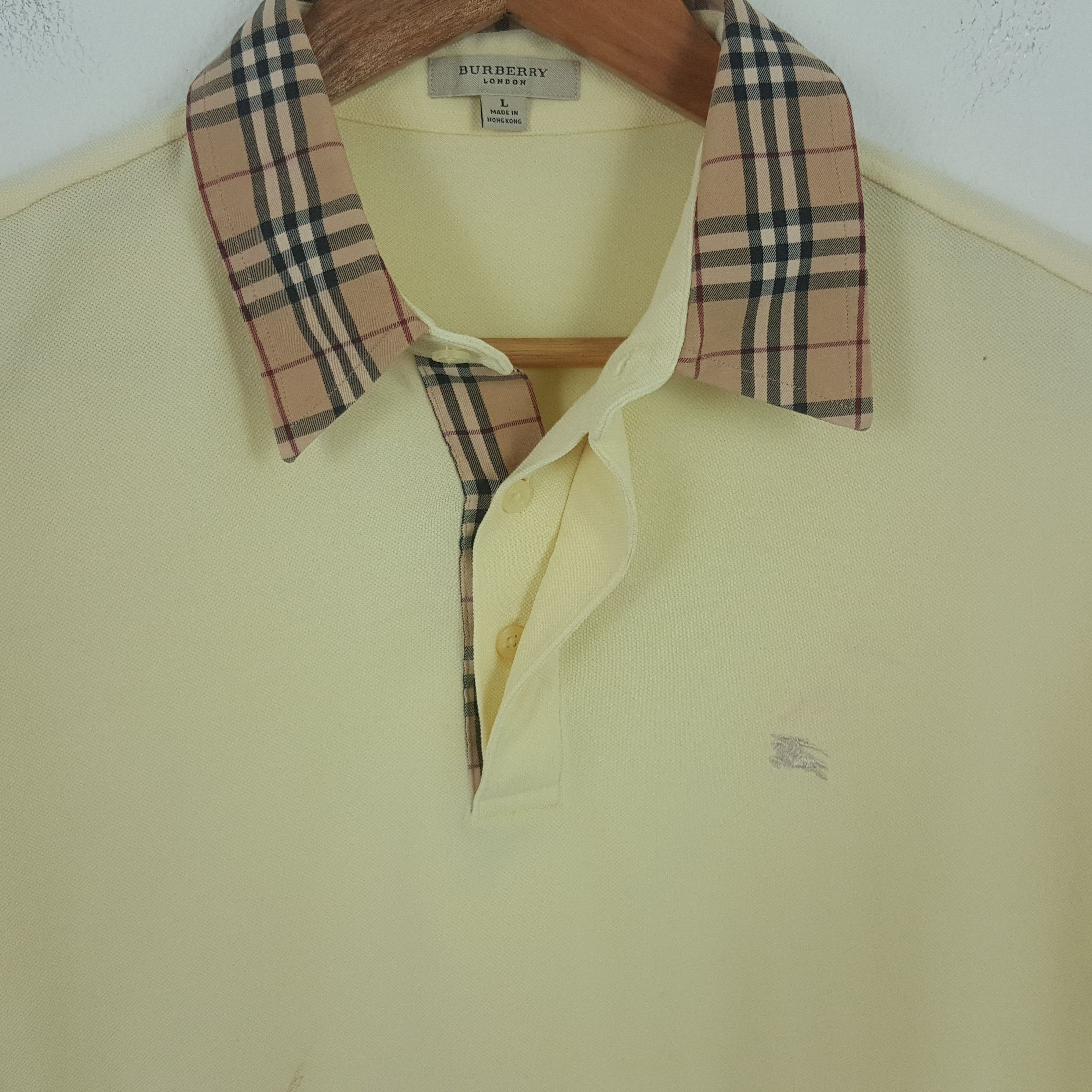 Burberry × Vintage Vintage BURBERRY LONDON Nova Check Collar Design Polo Shirt Size US L / EU 52-54 / 3 - 2 Thumbnail
