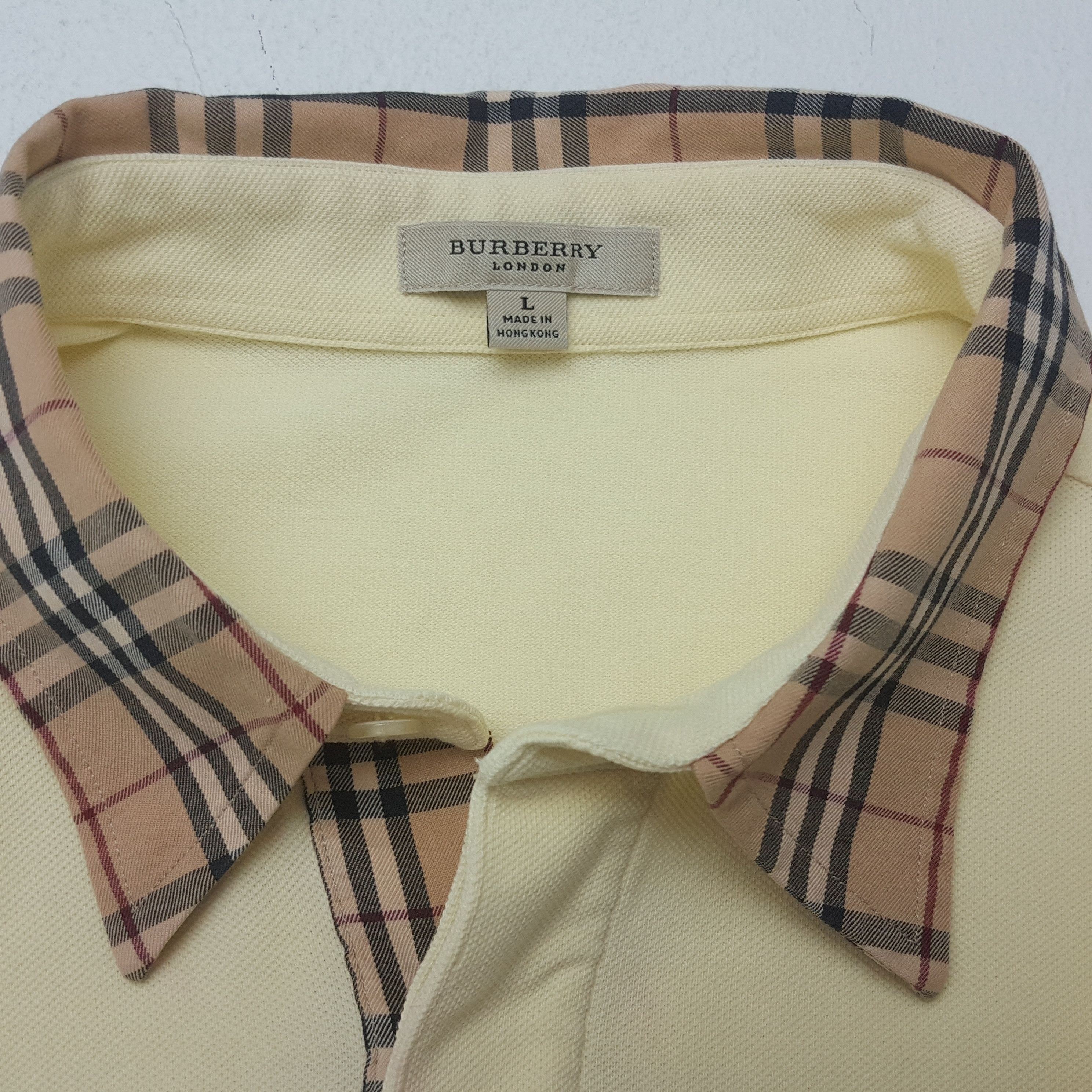Burberry × Vintage Vintage BURBERRY LONDON Nova Check Collar Design Polo Shirt Size US L / EU 52-54 / 3 - 6 Thumbnail