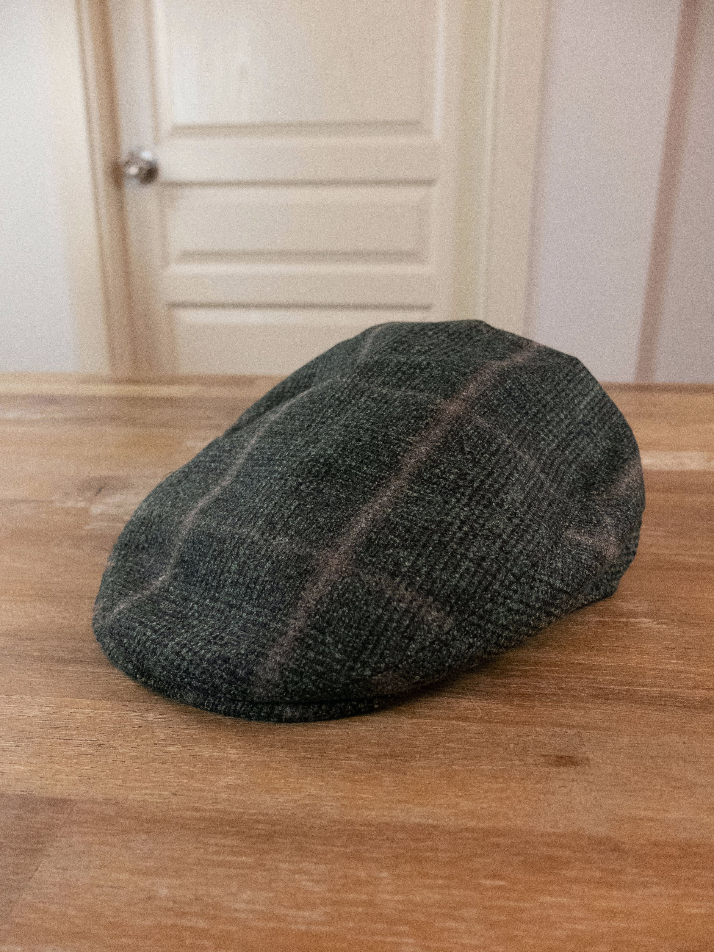 image of Isaia Napoli Green Plaid Wool Flat Cap Newsboy Cap 58 Medium, Men's