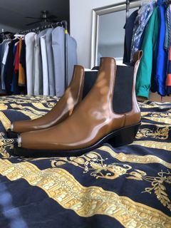 Calvin Klein Leather Chelsea Boots With 205 Silver Toe Plate in